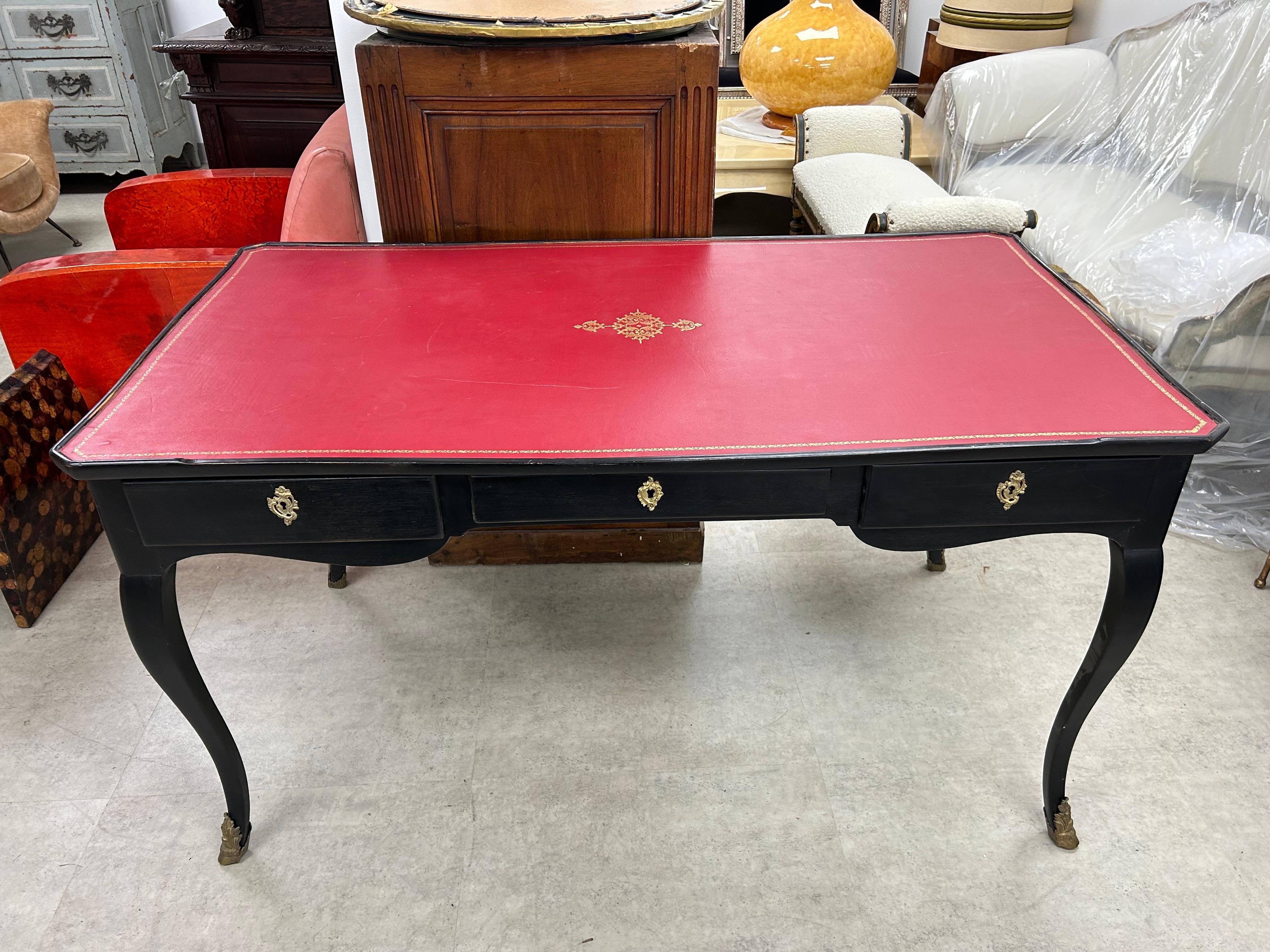 French Maison Jansen Attributed Louis XVI Style Ebonized Desk For Sale 9