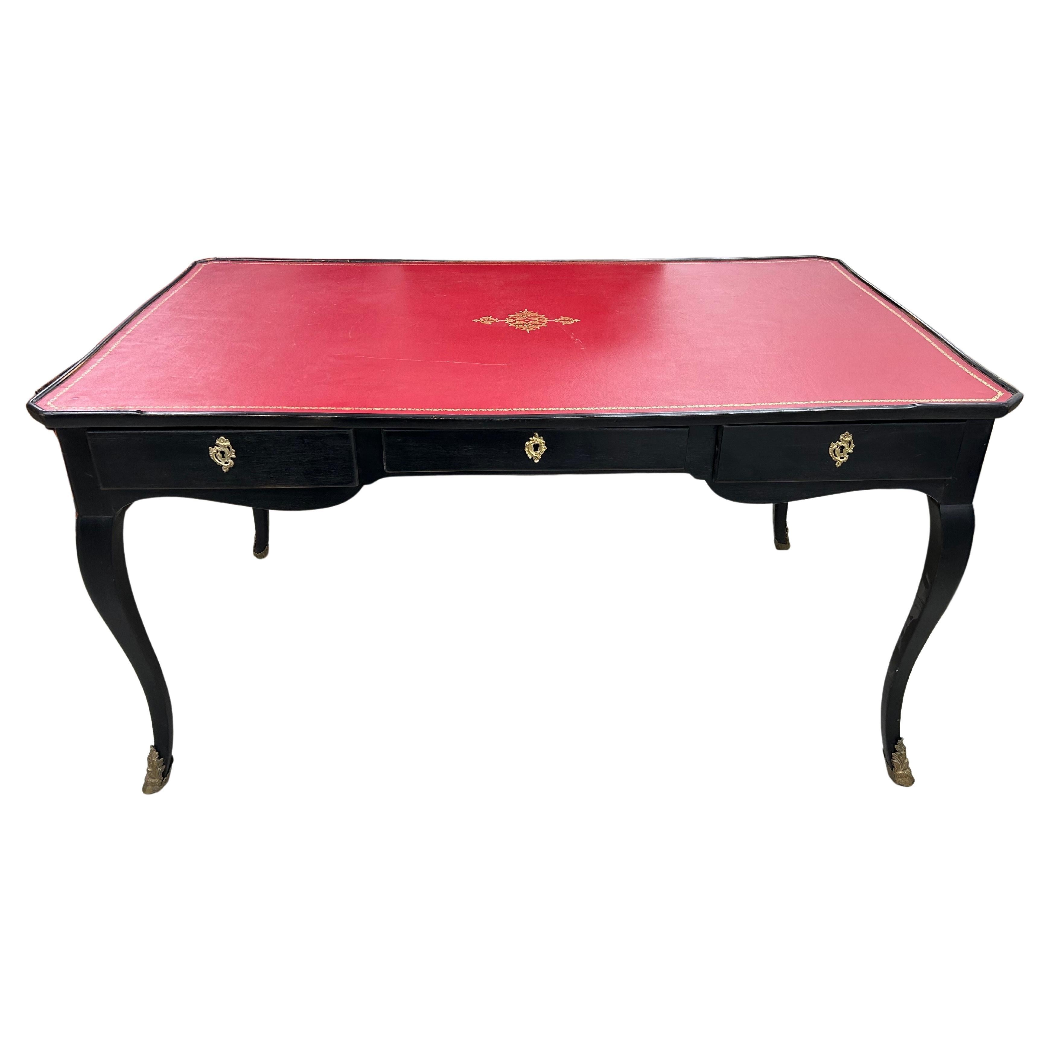 French Maison Jansen Attributed Louis XVI Style Ebonized Desk For Sale 10