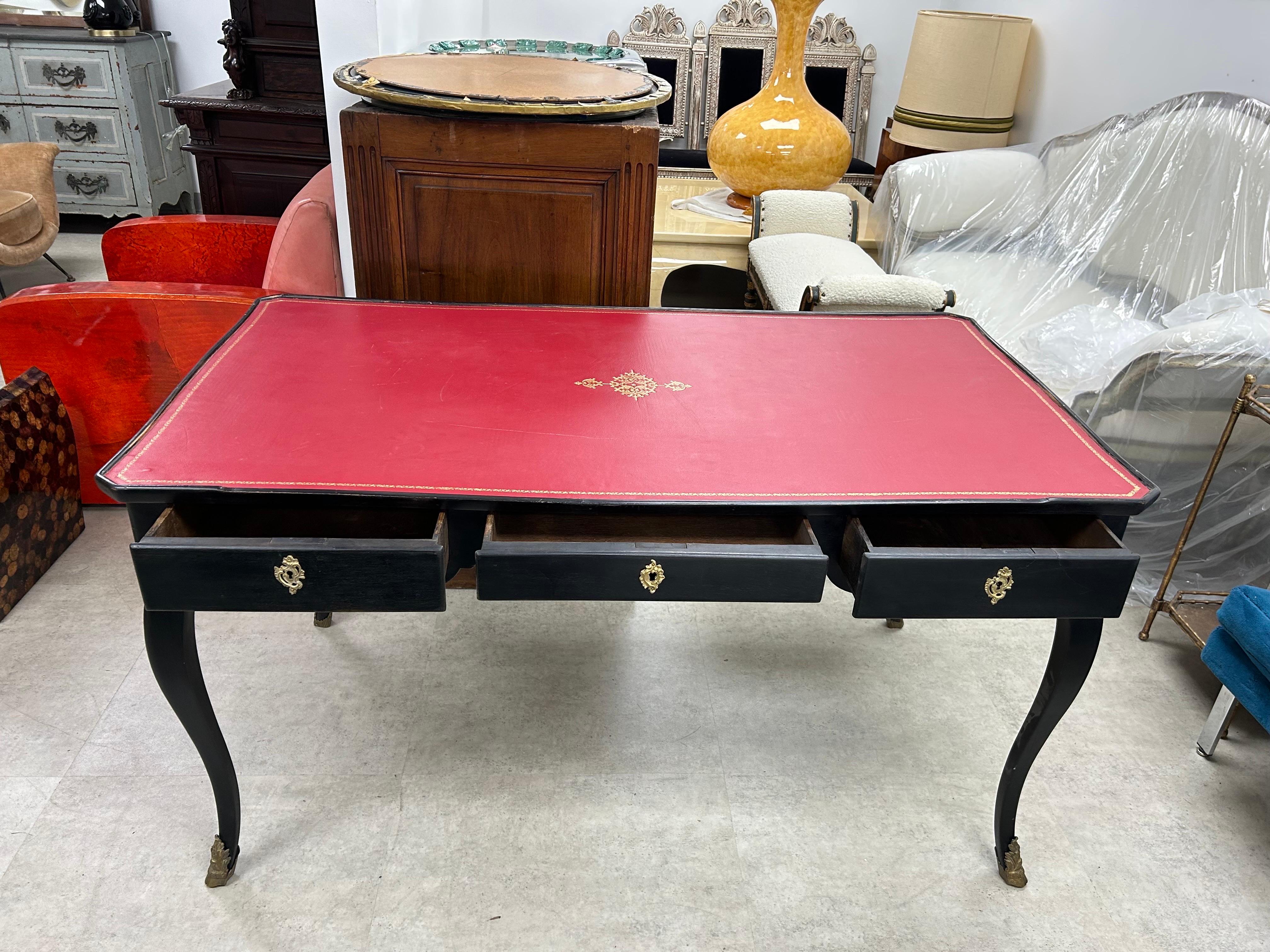 Early 20th Century French Maison Jansen Attributed Louis XVI Style Ebonized Desk For Sale