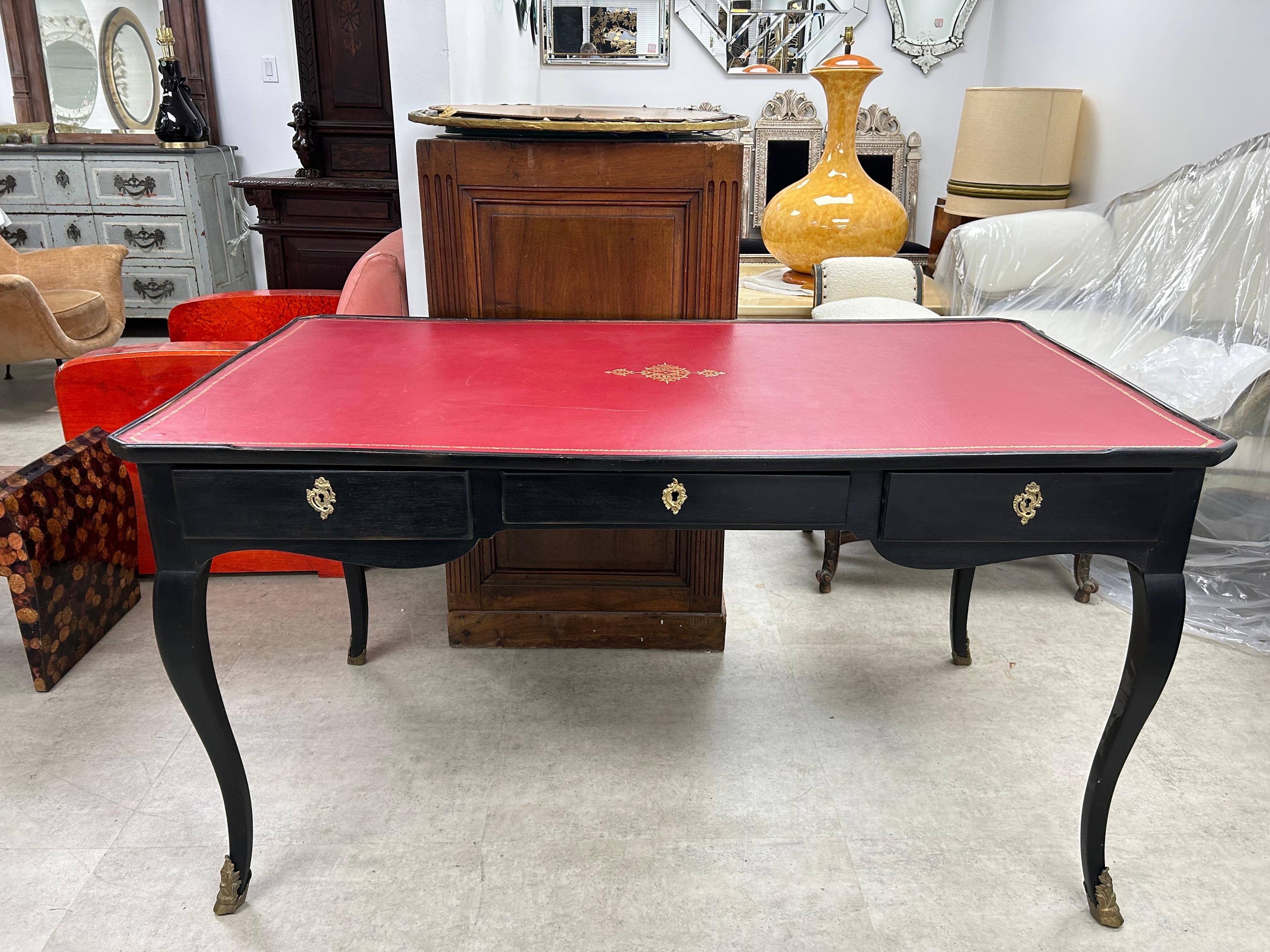 French Maison Jansen Attributed Louis XVI Style Ebonized Desk For Sale 2