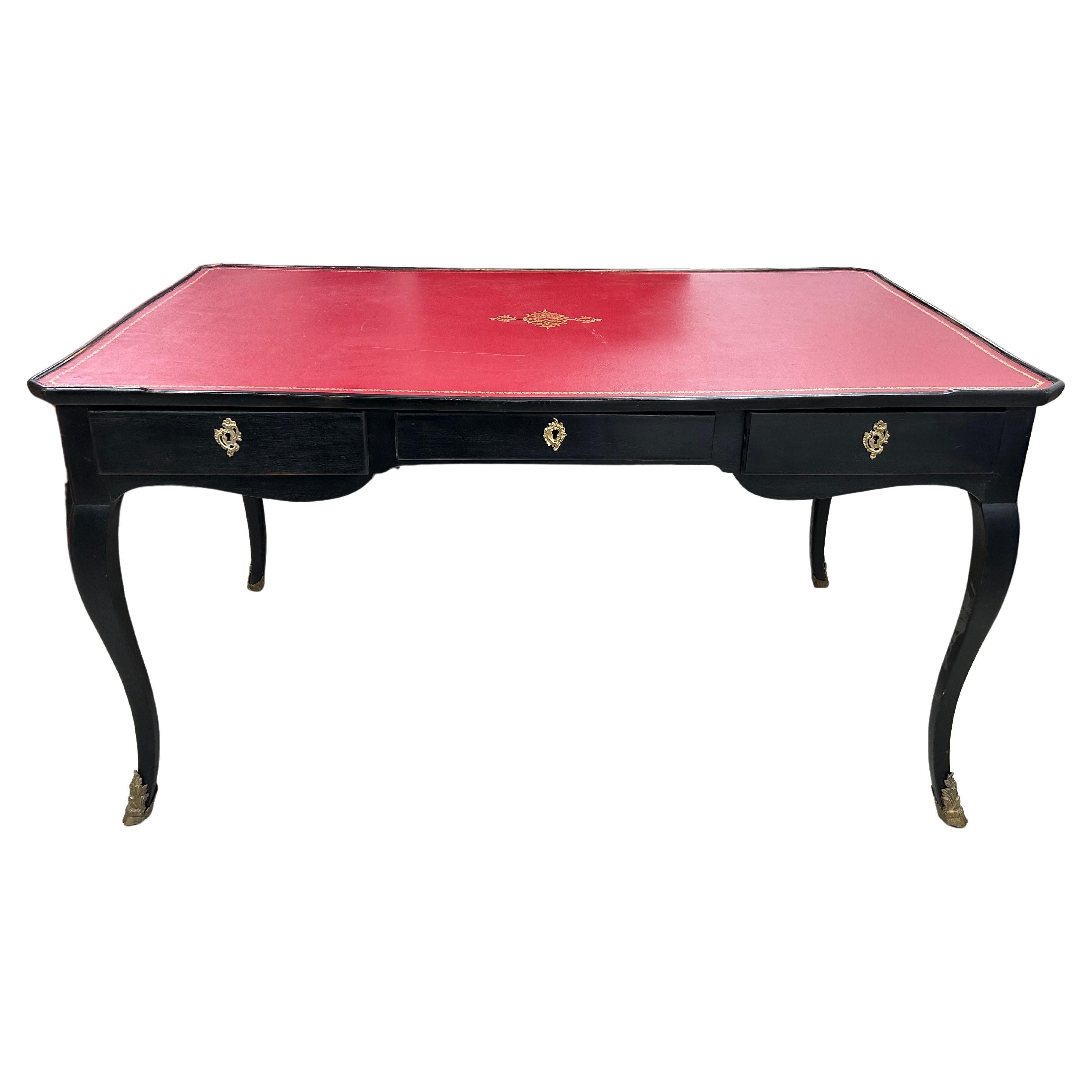 French Maison Jansen Attributed Louis XVI Style Ebonized Desk For Sale