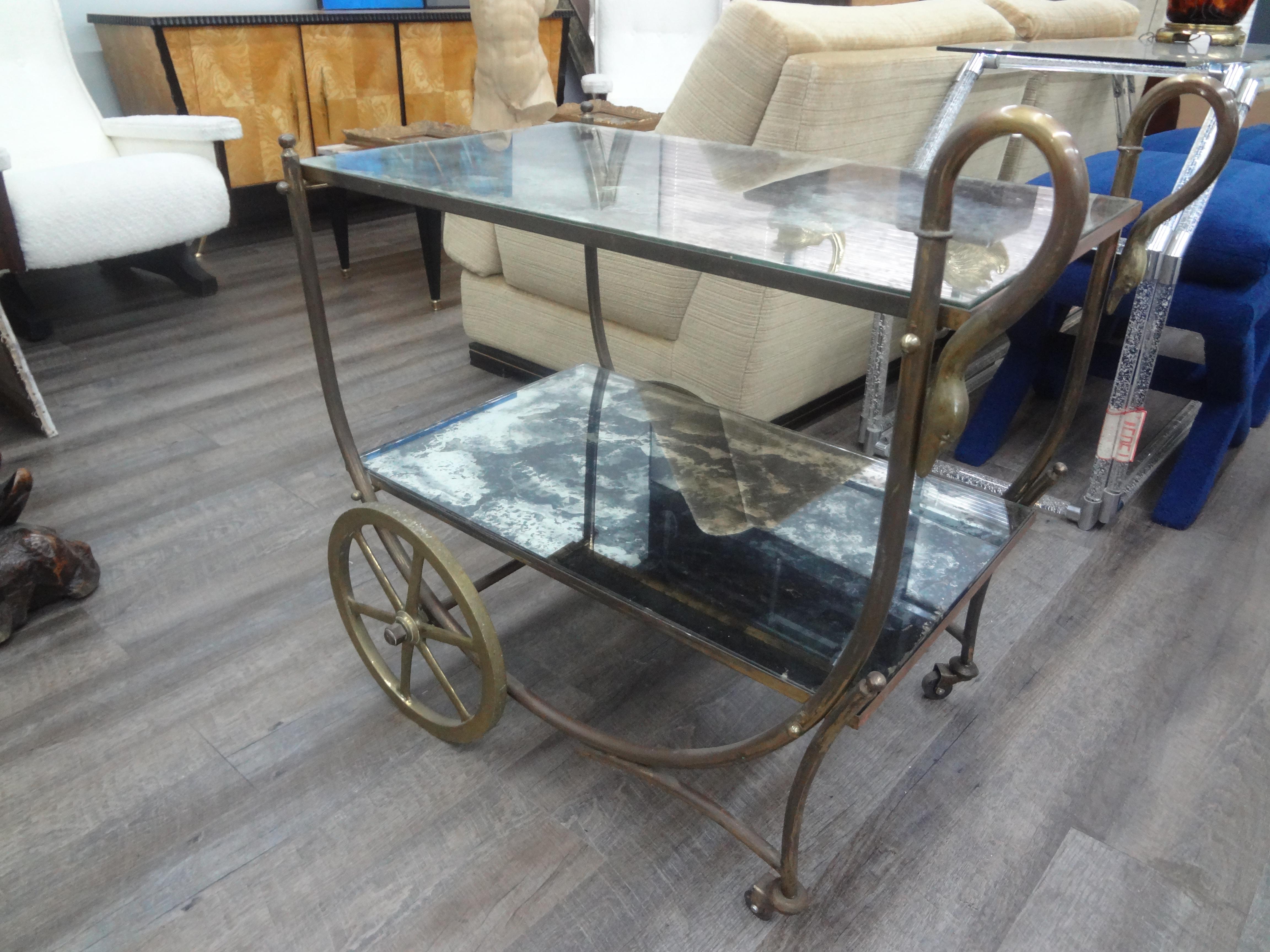 French Maison Jansen Attributed Neoclassical Style Bronze Bar Cart For Sale 7