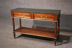 French Maison Jansen Attributed Verdi Marble Top Directoire Console Table