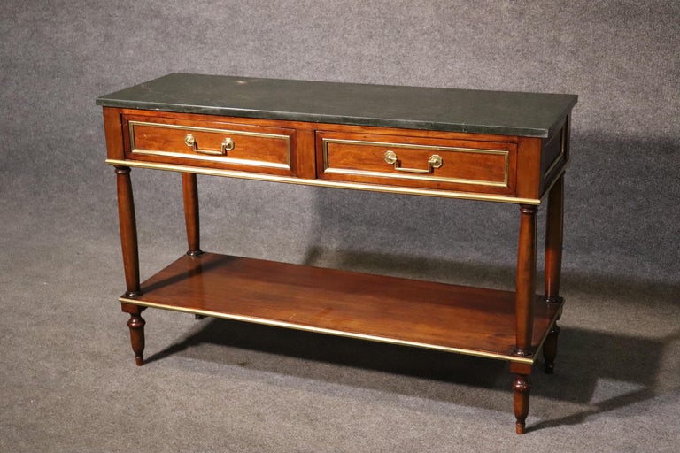 French Maison Jansen Attributed Verdi Marble Top Directoire Console ...