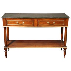 French Maison Jansen Attributed Verdi Marble Top Directoire Console Table