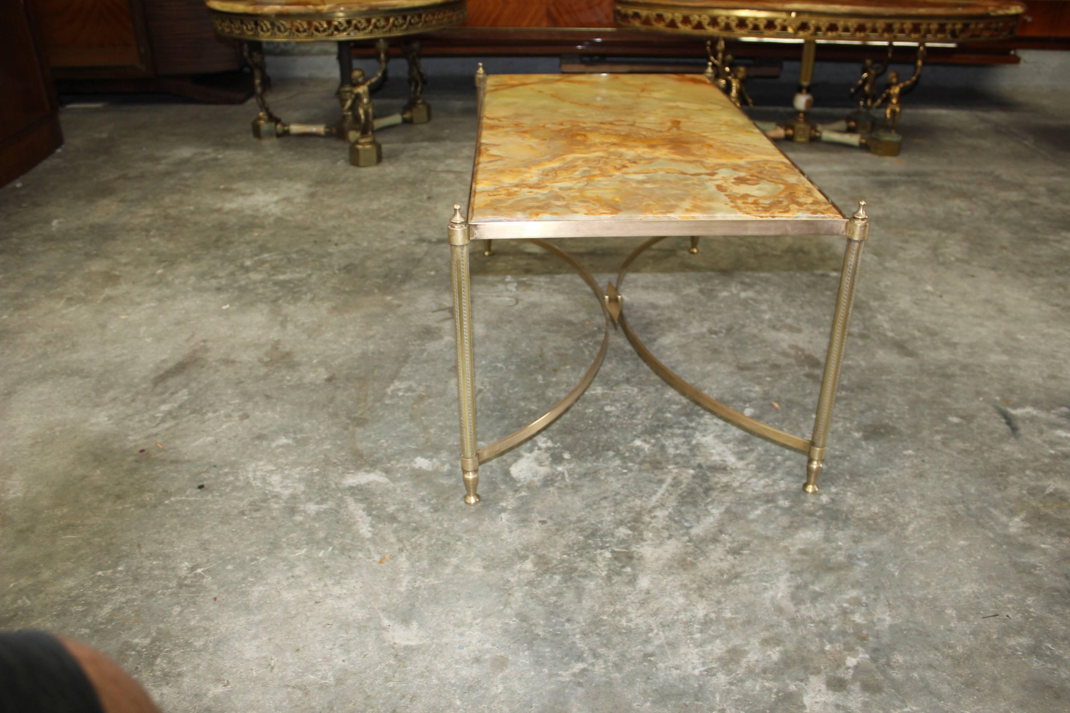 French Maison Jansen Coffee or Cocktail Table Bronze Rectangular with Onyx Top 8