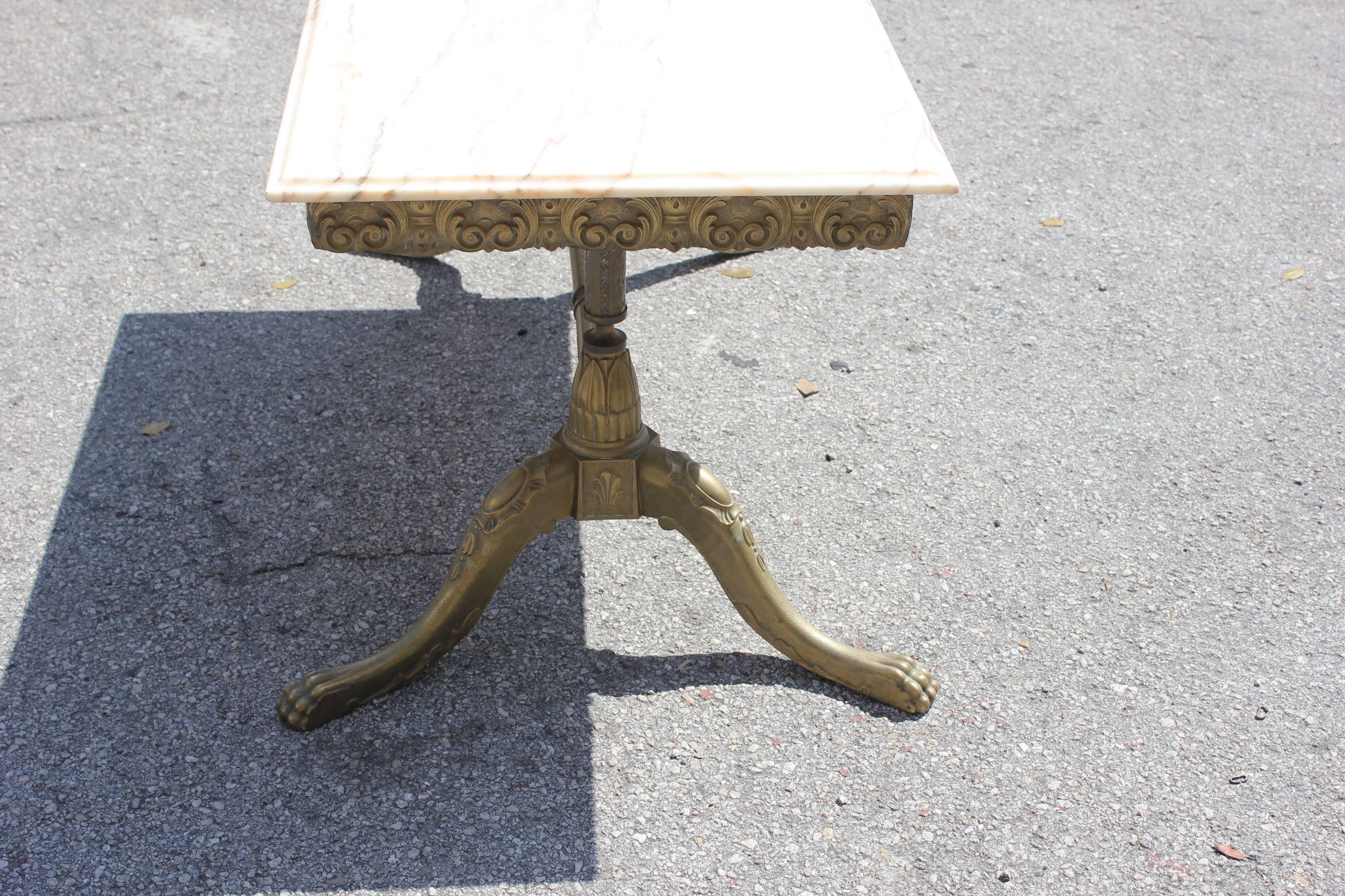 French Maison Jansen Coffee or Cocktail Table Bronze with Beige Onyx Top  In Excellent Condition In Hialeah, FL