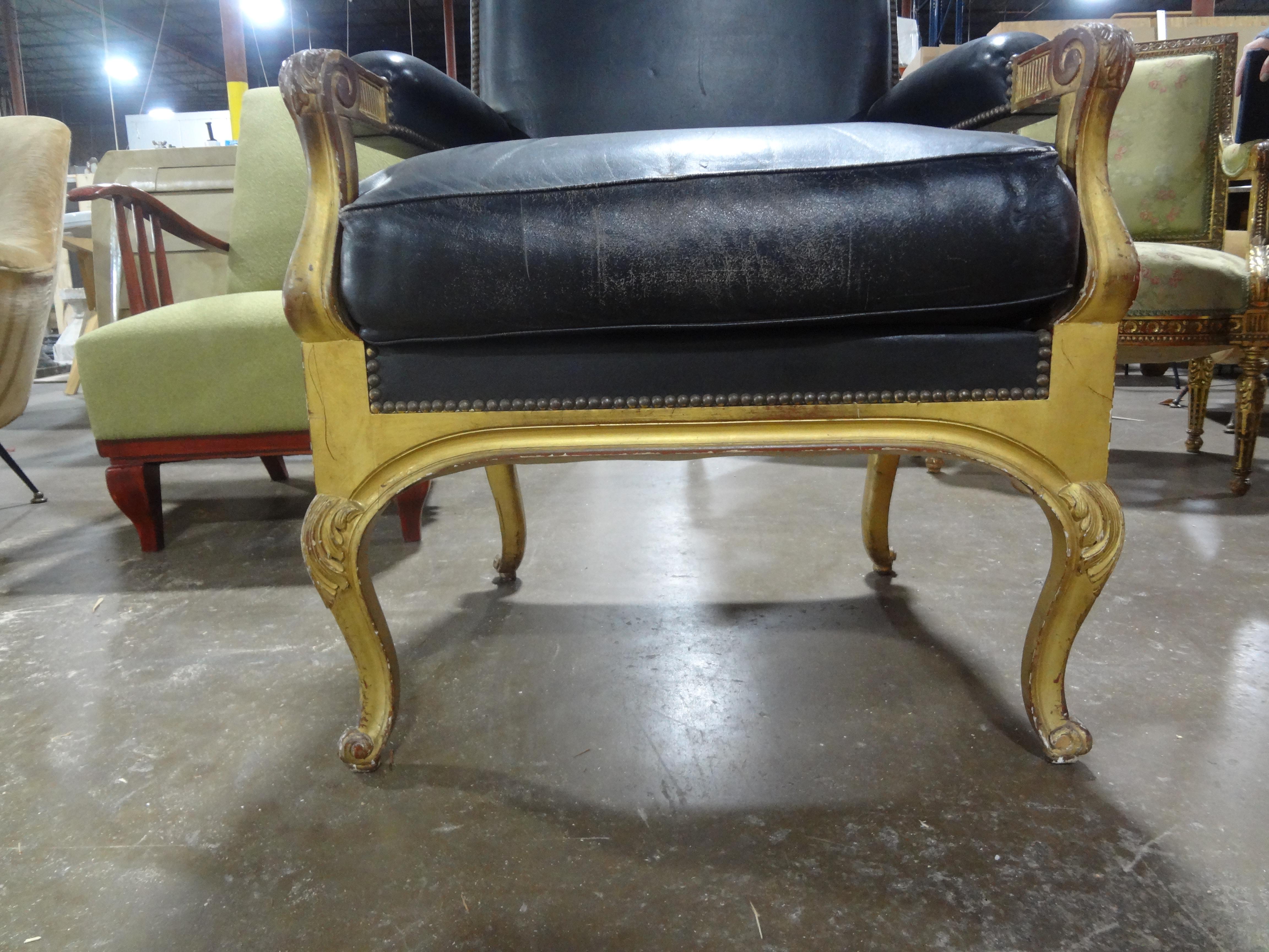 French Maison Jansen Louis XVI Style Giltwood Fauteuil In Good Condition For Sale In Houston, TX