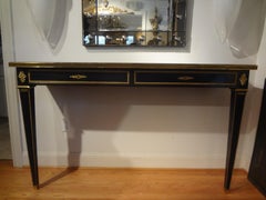 French Maison Jansen Louis XVI Style Lacquer and Bronze Console Table