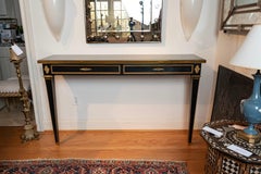 French Maison Jansen Louis XVI Style Lacquered Console Table with Bronze Detail