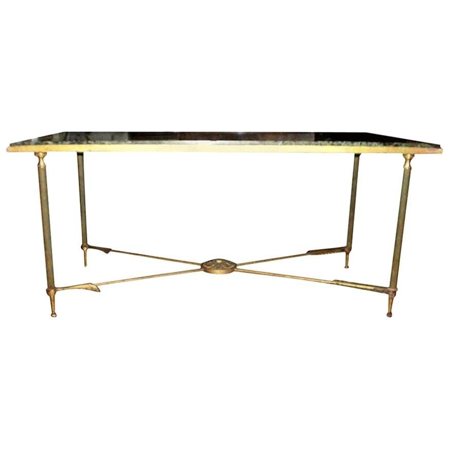 French Maison Jansen Neoclassical Style Gilt Iron Arrow Cocktail Table