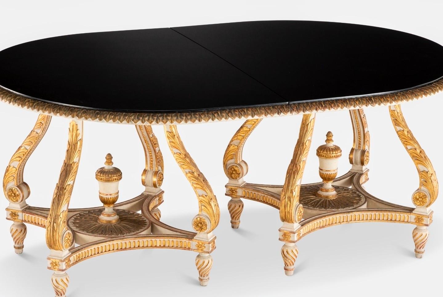 French Maison Jansen Paris Louis XVI Double Pedestal Dining Table with Leaves For Sale 10