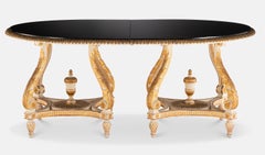 French Maison Jansen Paris Louis XVI Double Pedestal Dining Table with Leaves