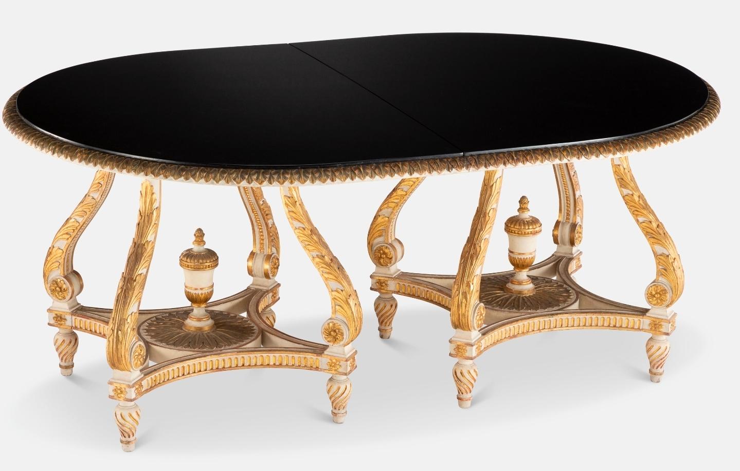French Maison Jansen Paris Louis XVI Double Pedestal Dining Table with Leaves In Good Condition For Sale In Forney, TX