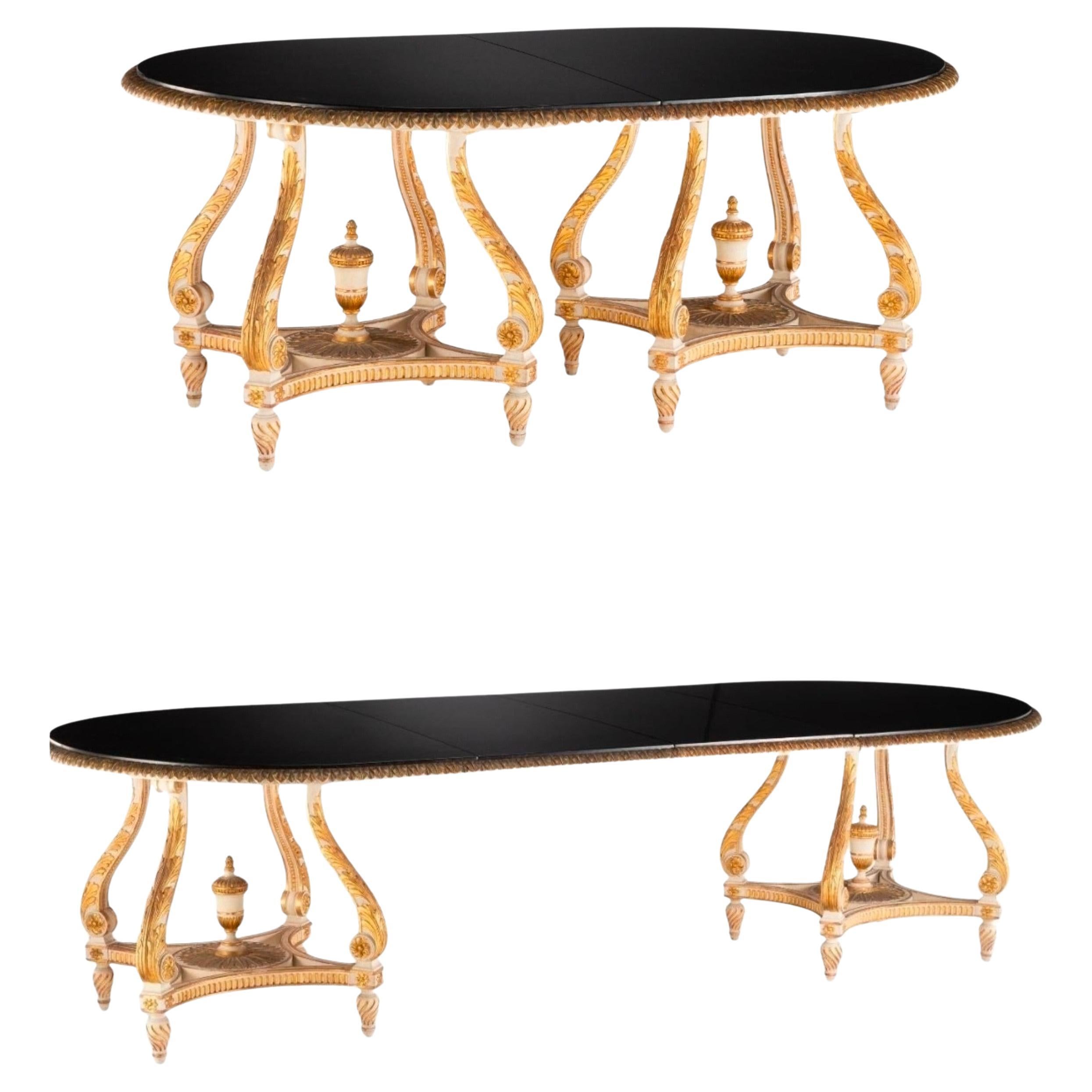 French Maison Jansen Paris Louis XVI Double Pedestal Dining Table with Leaves For Sale