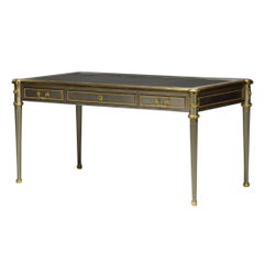 French Maison Jansen Stainless Steel Nickel-Plated Bronze Desk or Bureau Plat