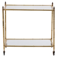 Chariot de bar en laiton de style Maison Jansen français