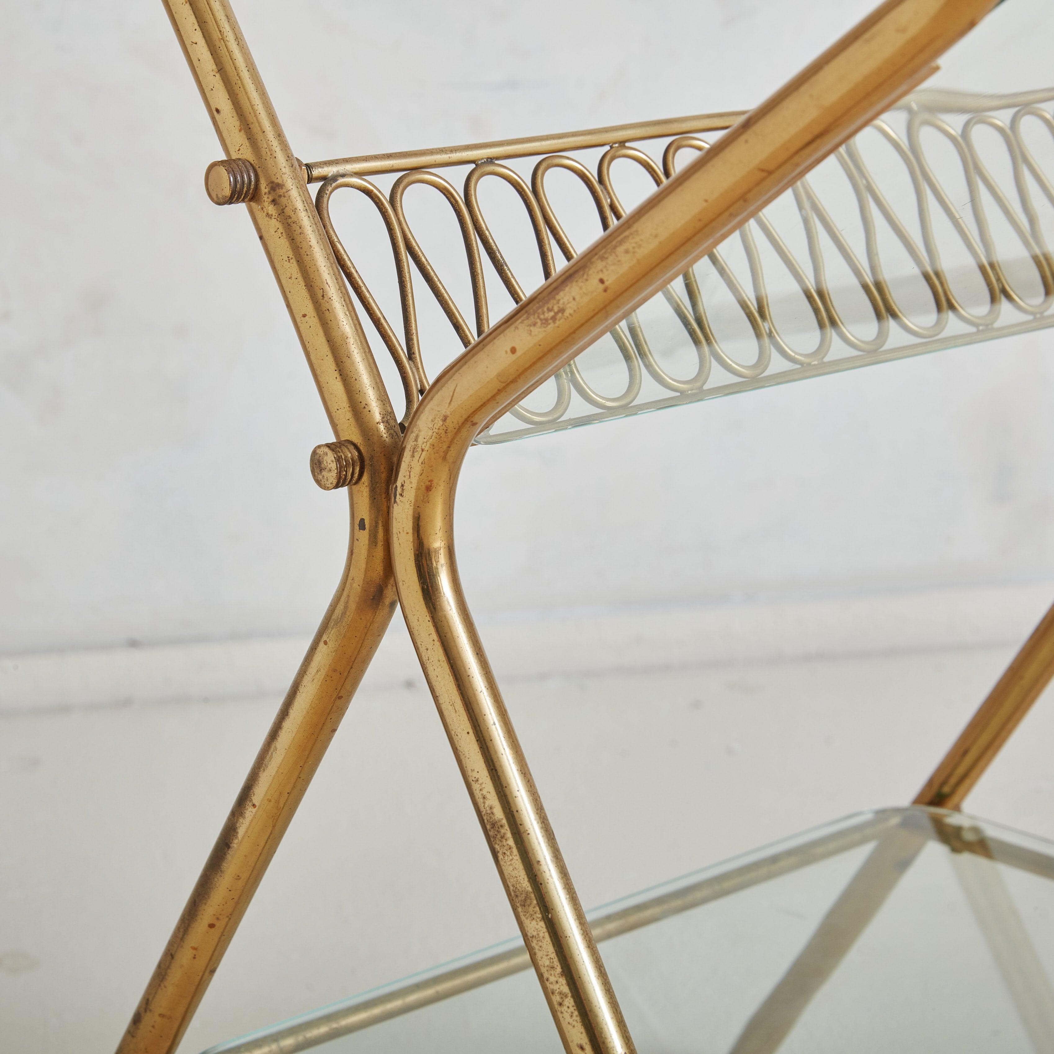 French Maison Jansen Style Brass + Glass Side Table, 1960s In Excellent Condition For Sale In Chicago, IL
