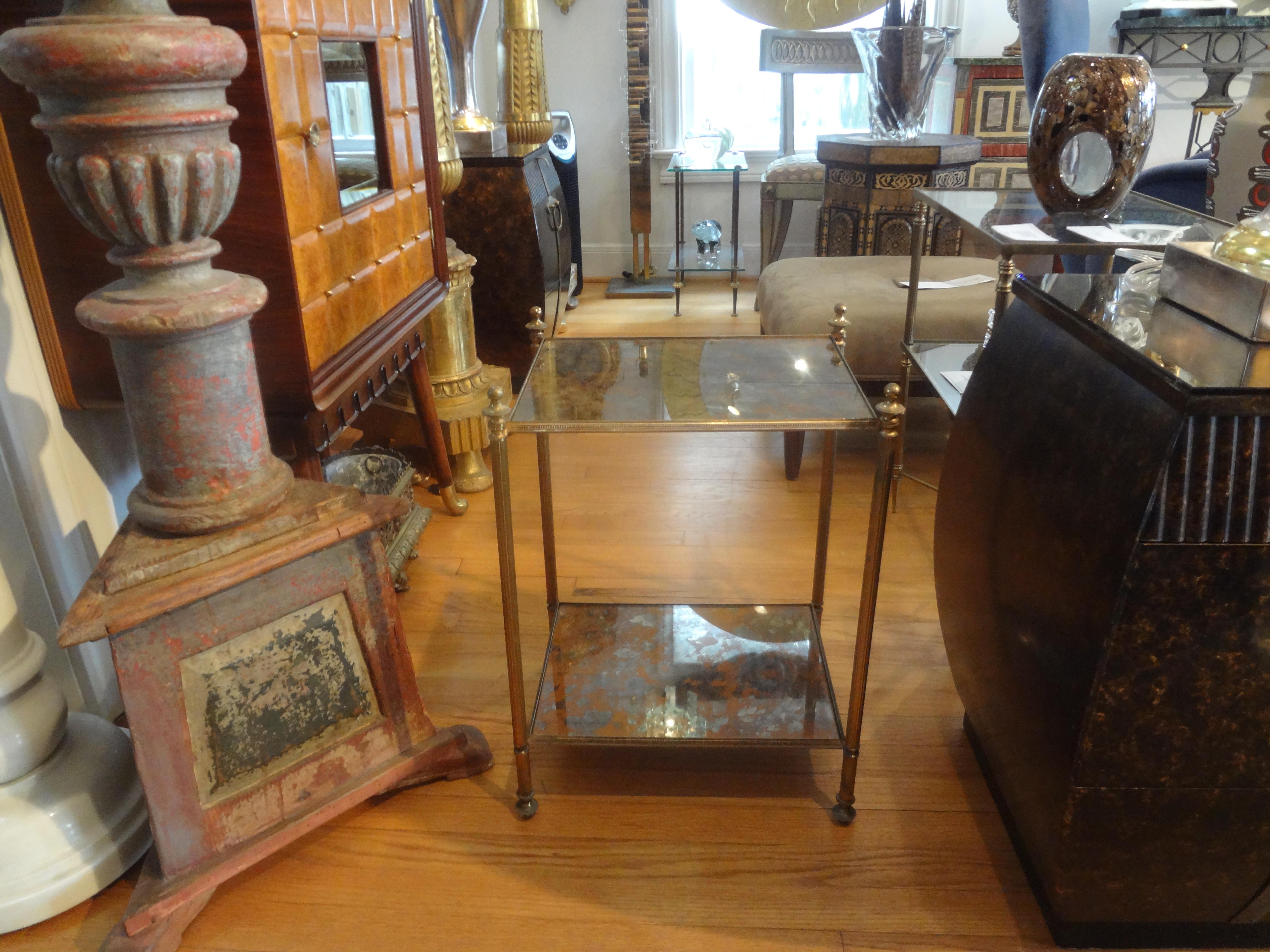 French Maison Jansen Style Bronze and Mirrored Table 5