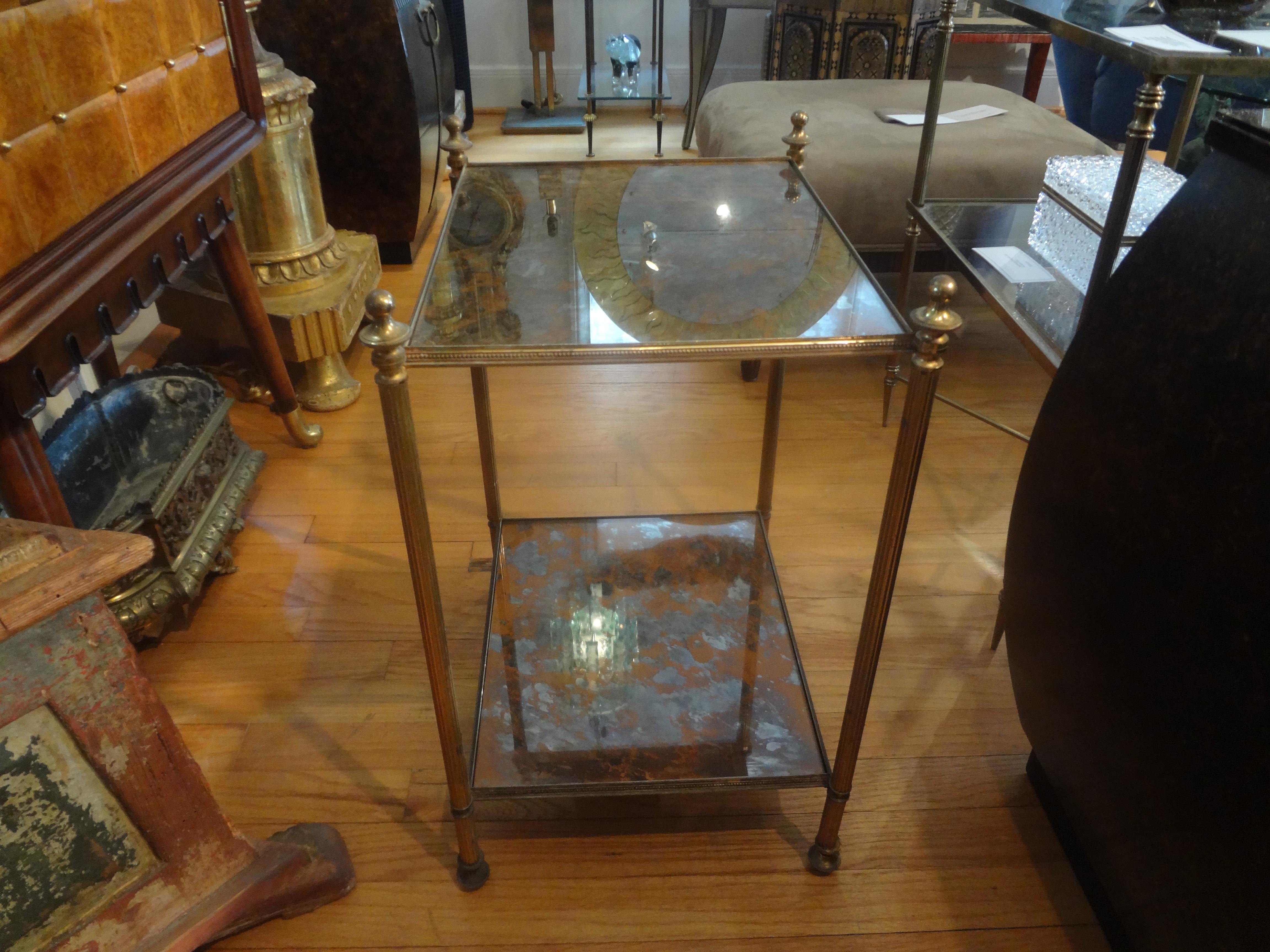 French Maison Jansen Style Bronze and Mirrored Table 7
