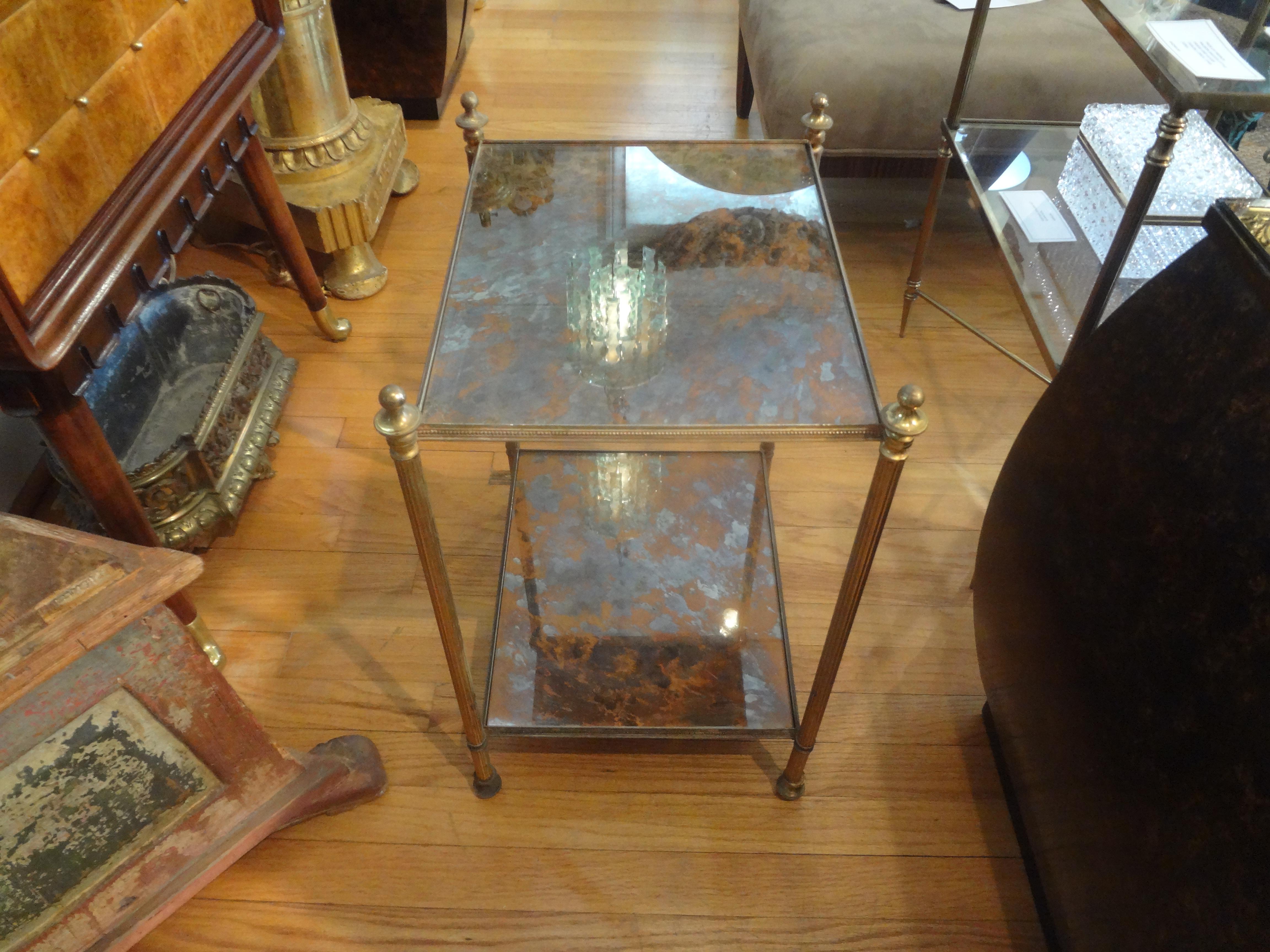French Maison Jansen Style Bronze and Mirrored Table 8