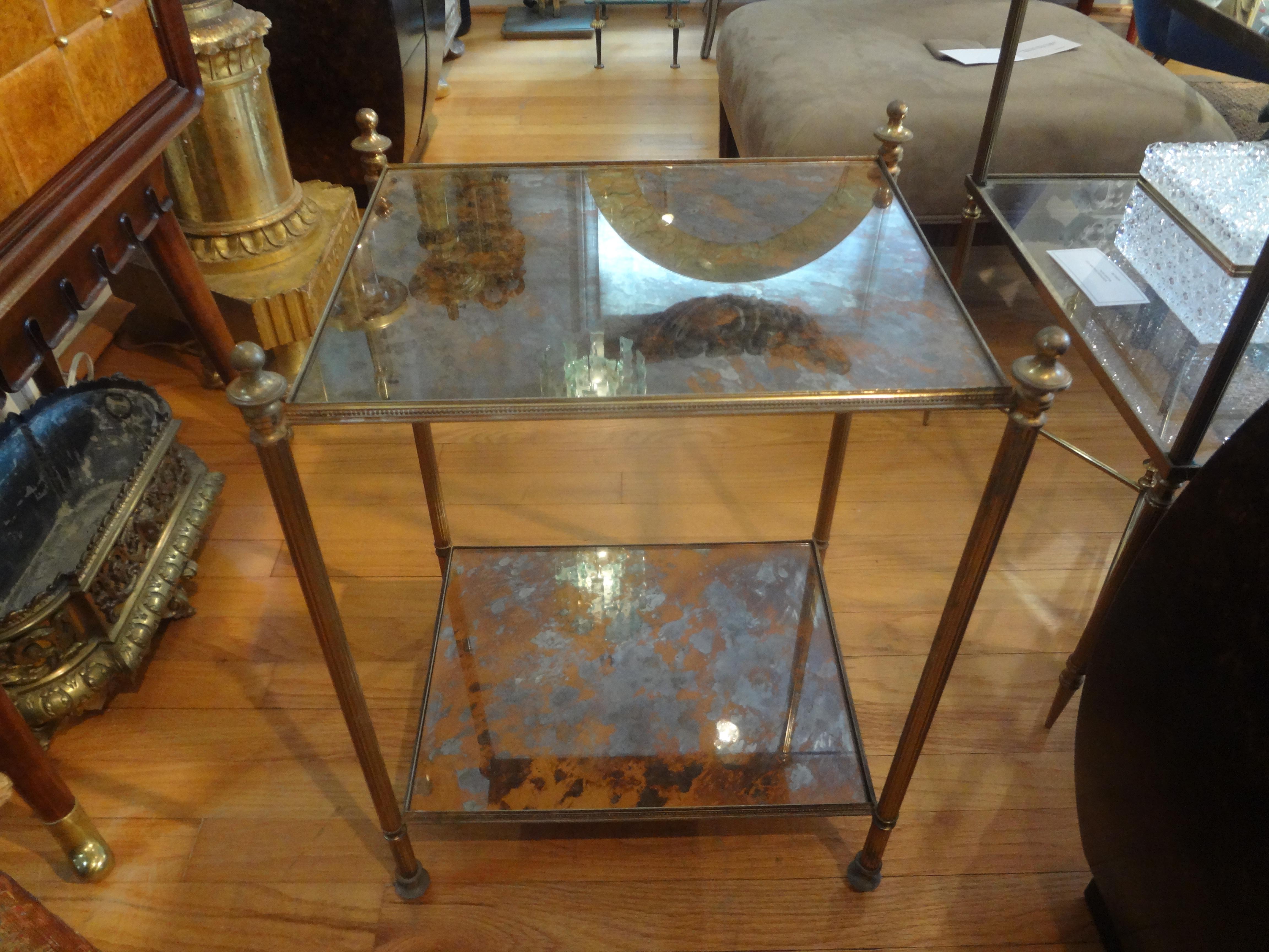 French Maison Jansen Style Bronze and Mirrored Table 9