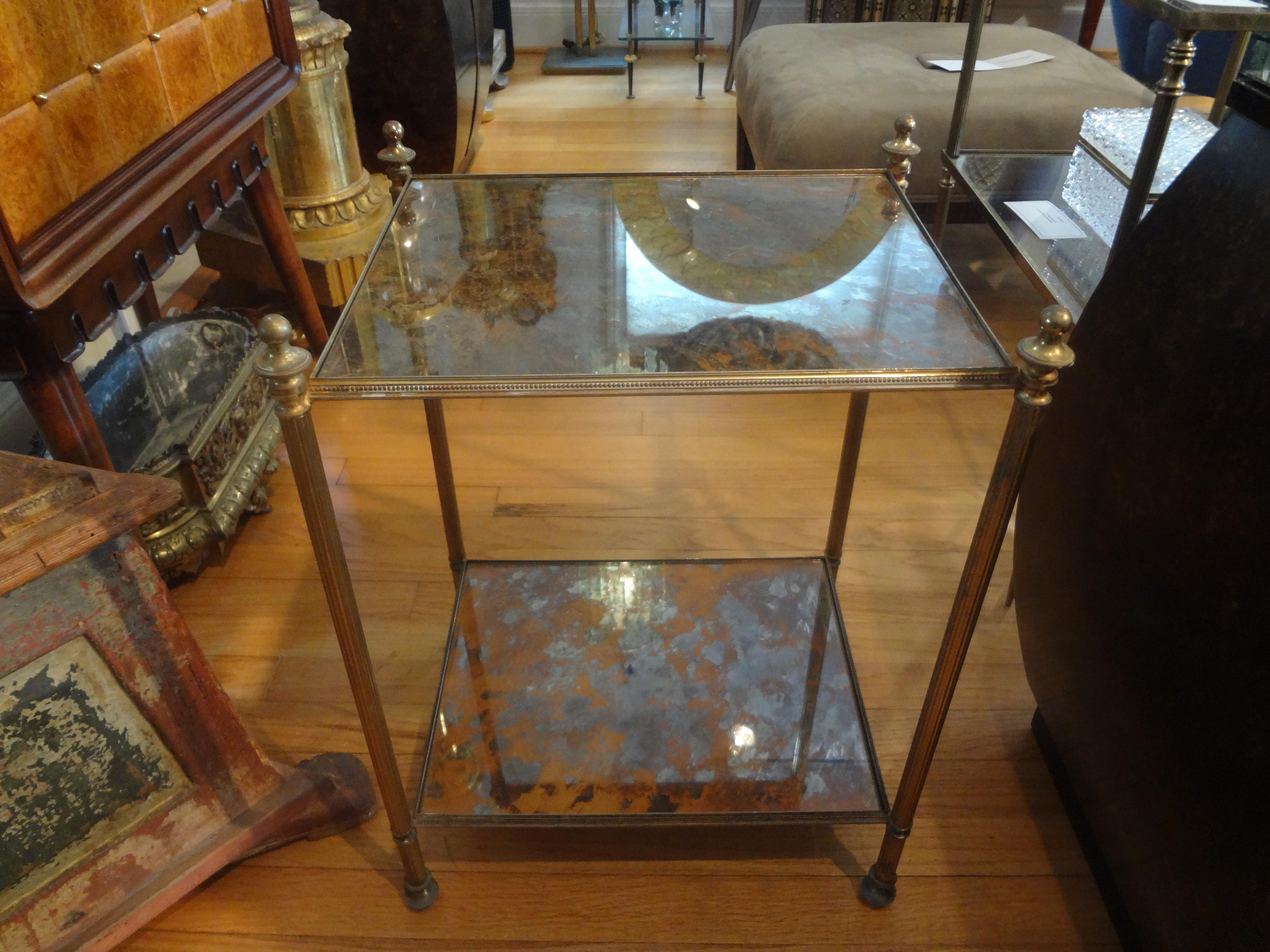 Louis XVI French Maison Jansen Style Bronze and Mirrored Table