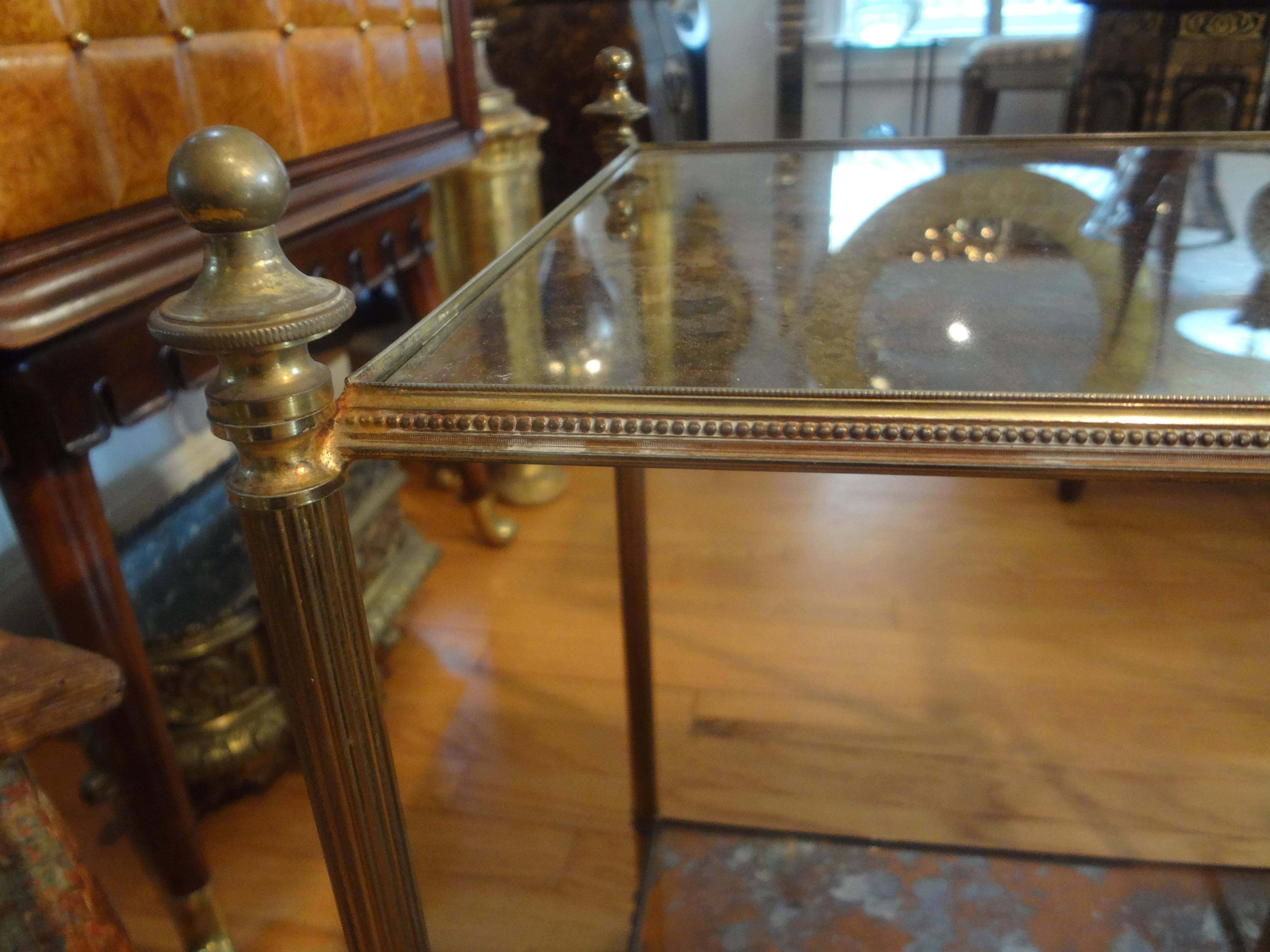 French Maison Jansen Style Bronze and Mirrored Table In Good Condition In Houston, TX