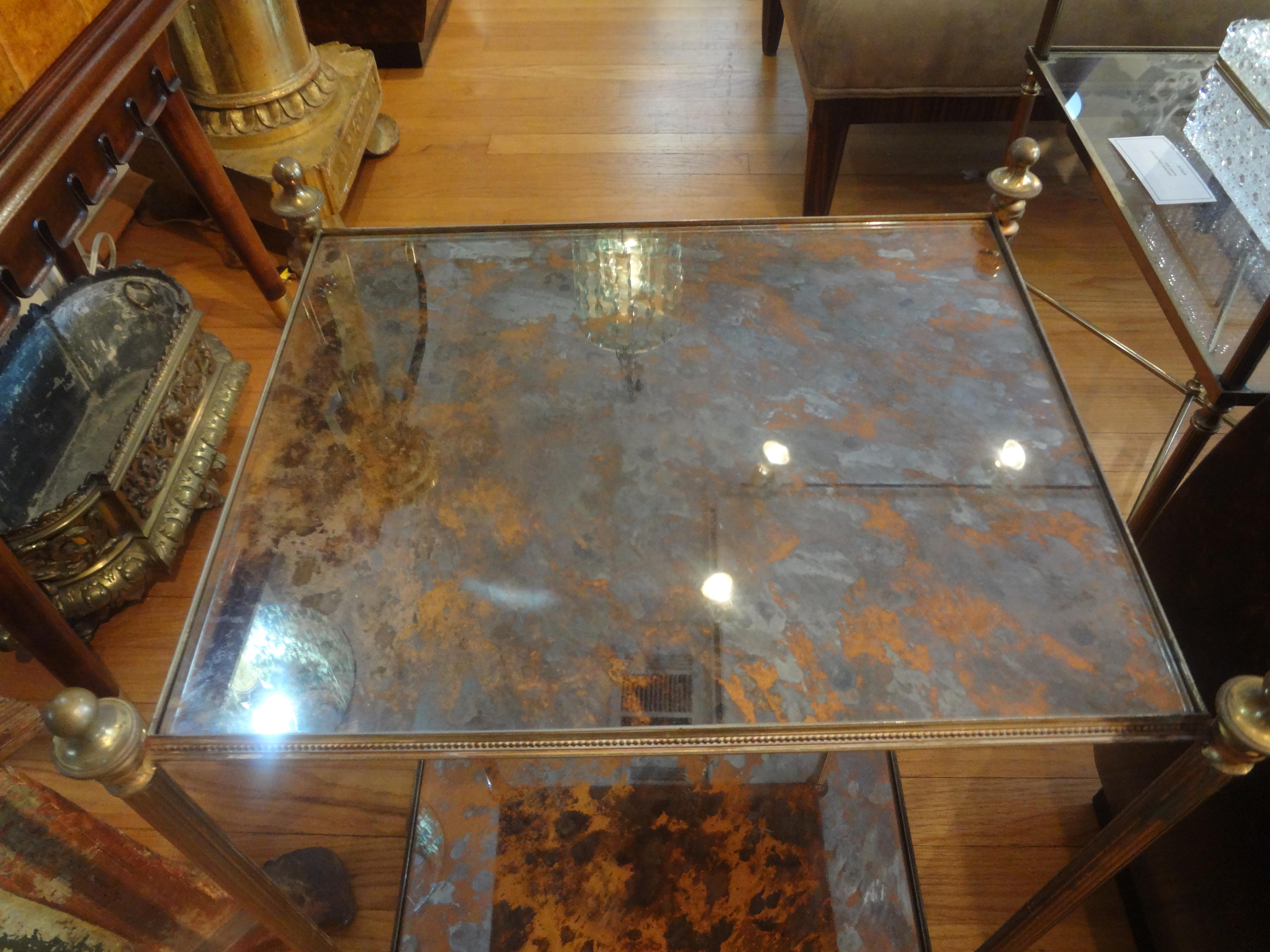 Mid-20th Century French Maison Jansen Style Bronze and Mirrored Table