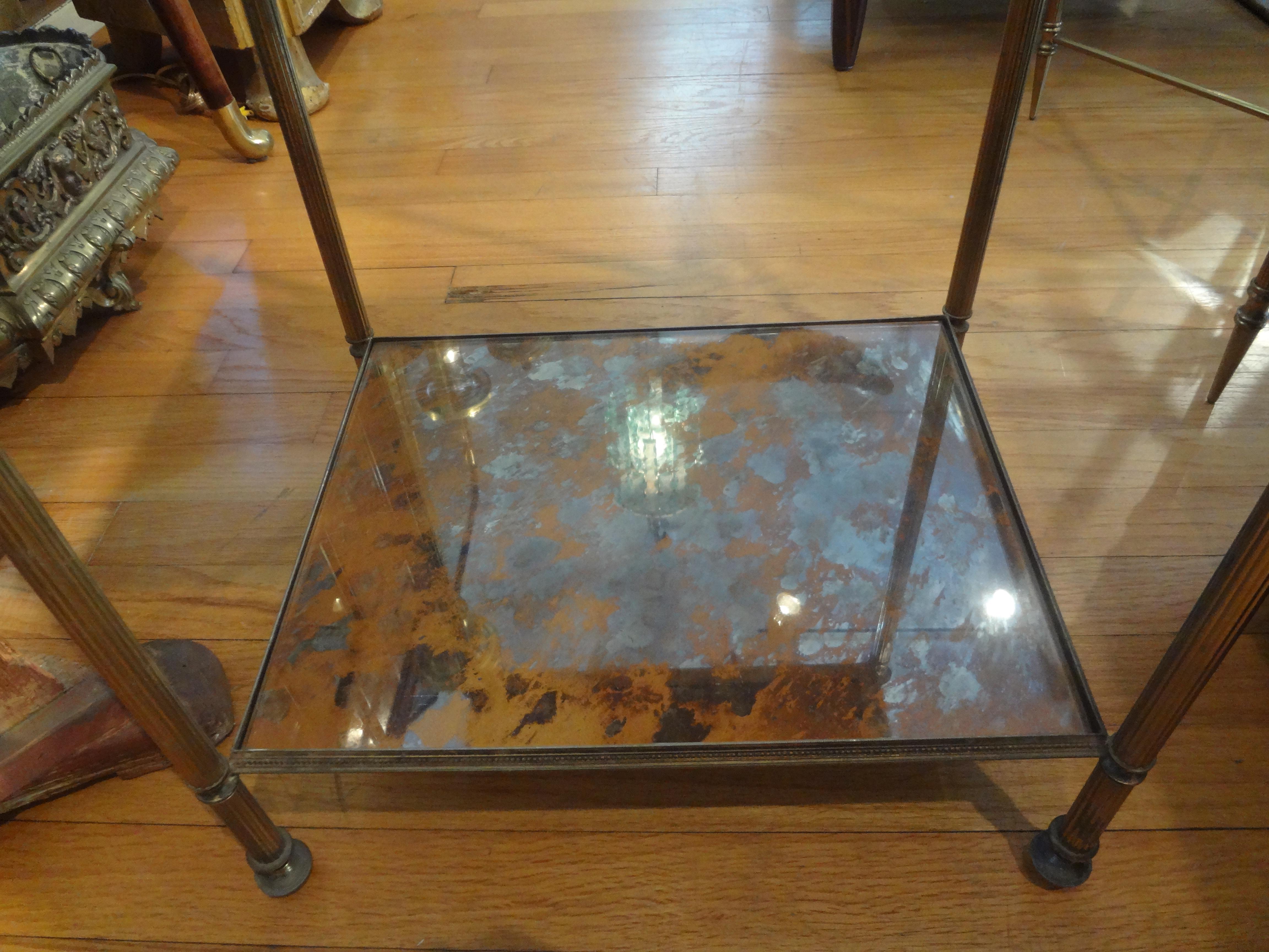 French Maison Jansen Style Bronze and Mirrored Table 2