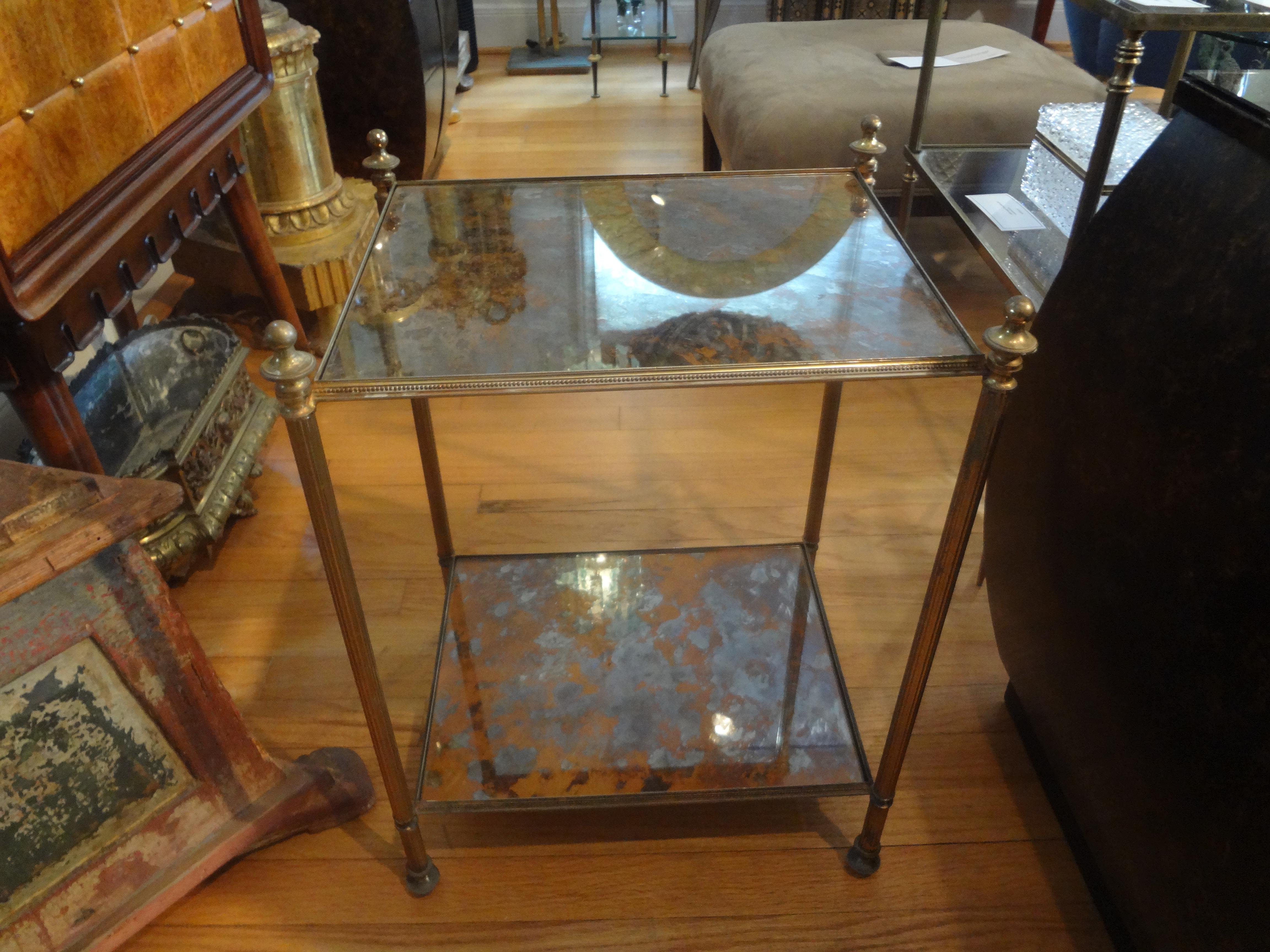 French Maison Jansen Style Bronze and Mirrored Table 3