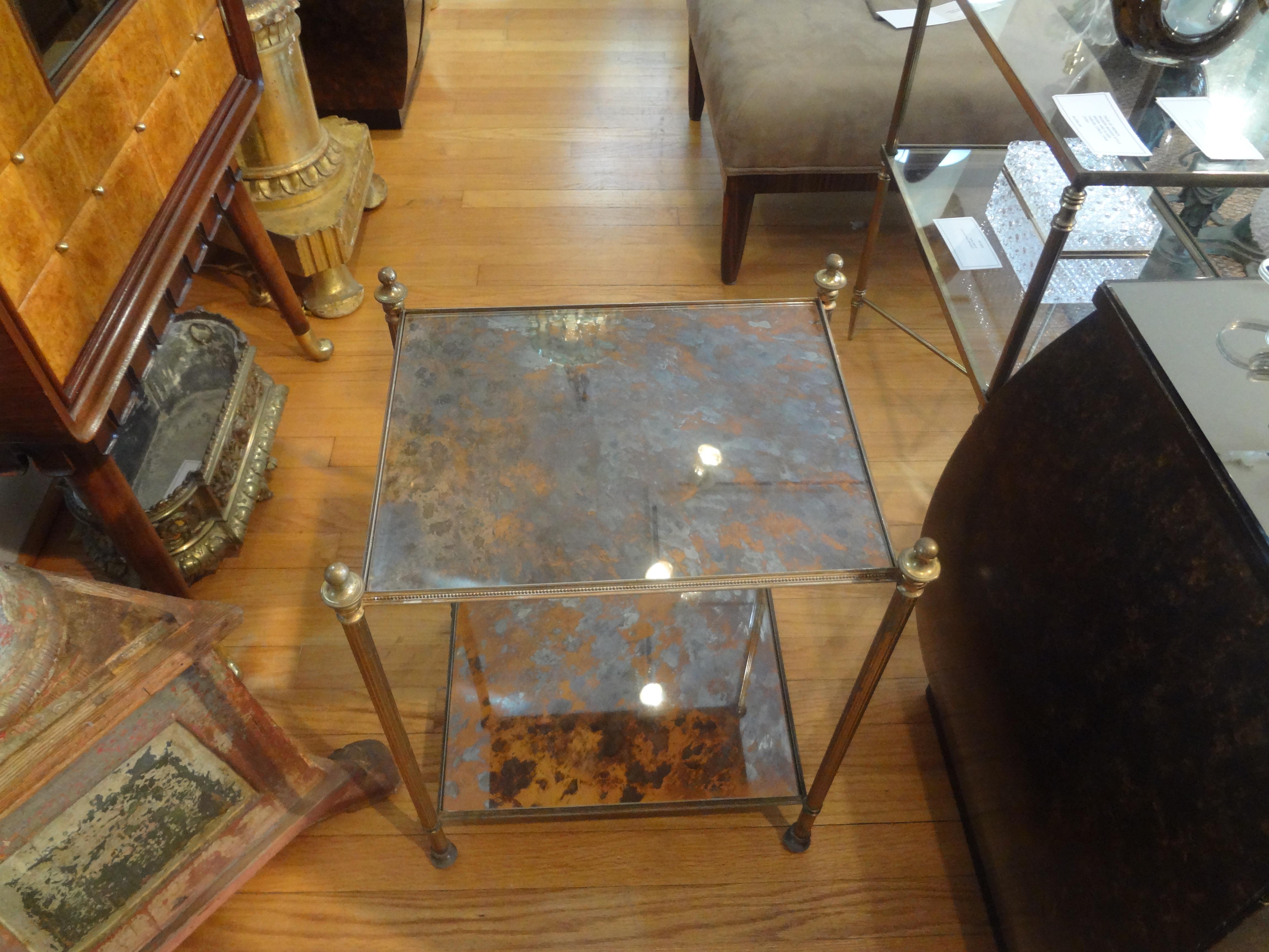 French Maison Jansen Style Bronze and Mirrored Table 4