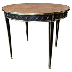 Mesa de centro francesa estilo Maison Jansen con tapa de mármol