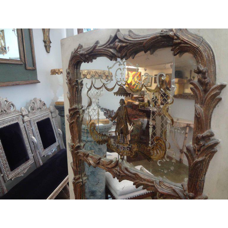 French Maison Jansen Style Chinoiserie Églomisé Mirror, circa 1920 2