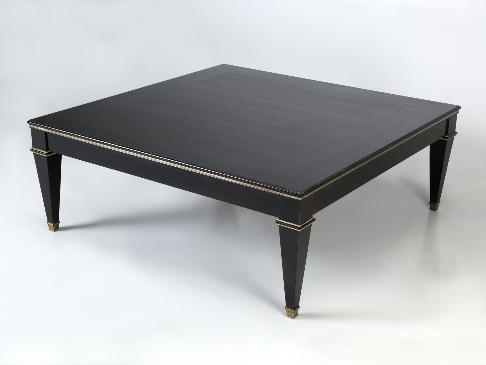 Contemporary French Maison Jansen Style Ebonized Mahogany Coffee Table Built to Order  For Sale