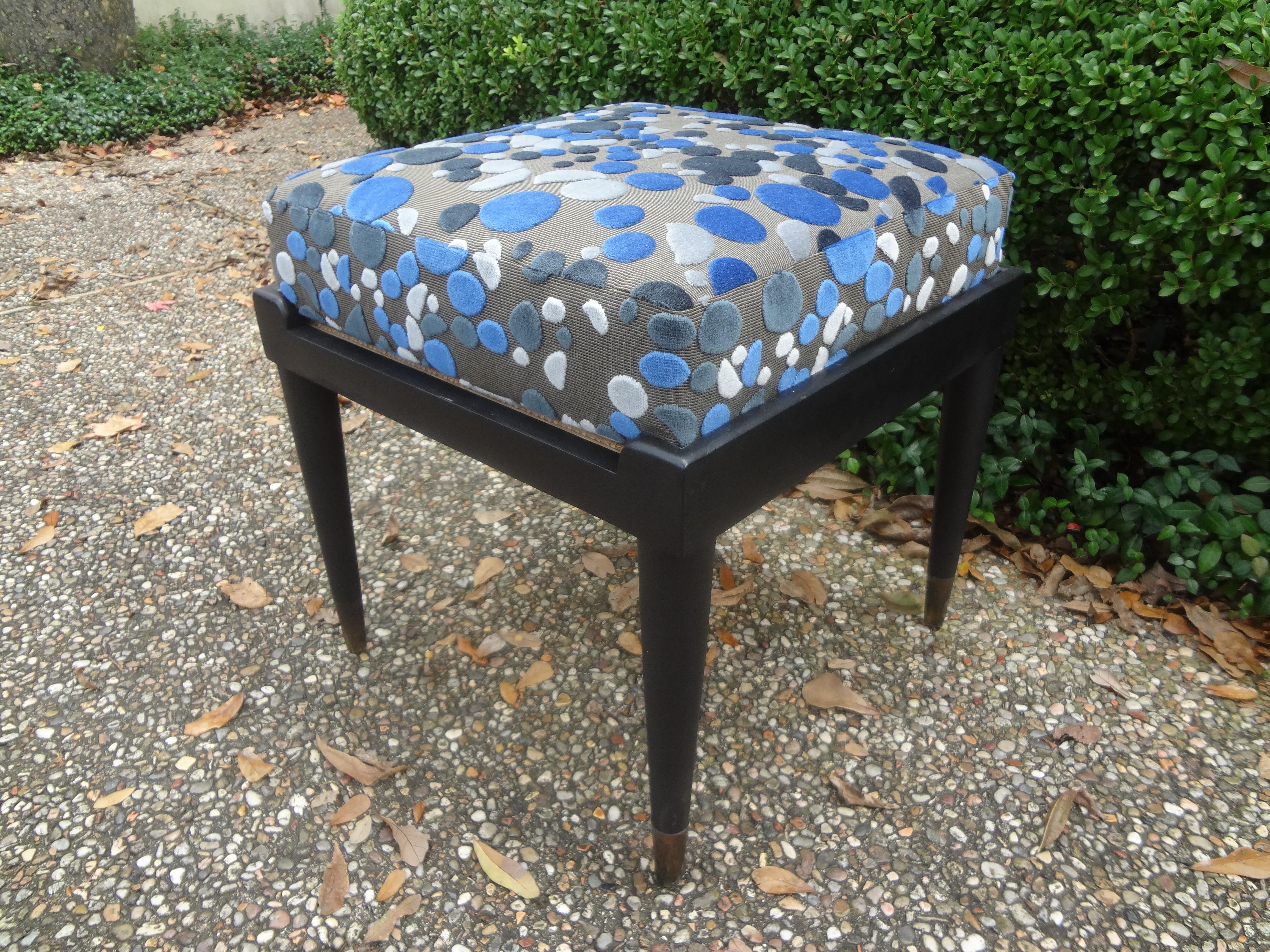French Ebonized Ottoman in the Manner of Maison Jansen For Sale 4