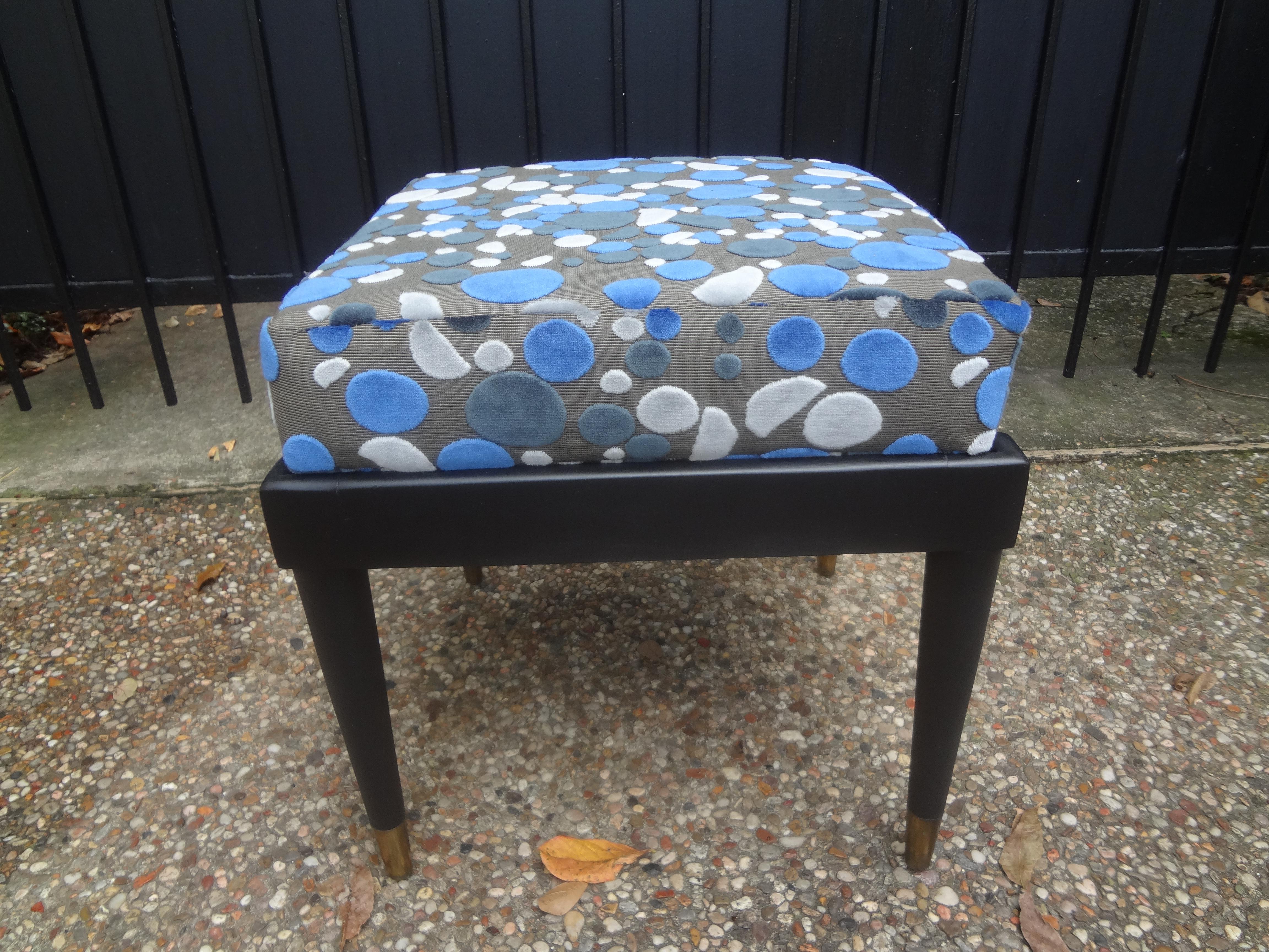 Mid-Century Modern French Ebonized Ottoman in the Manner of Maison Jansen For Sale