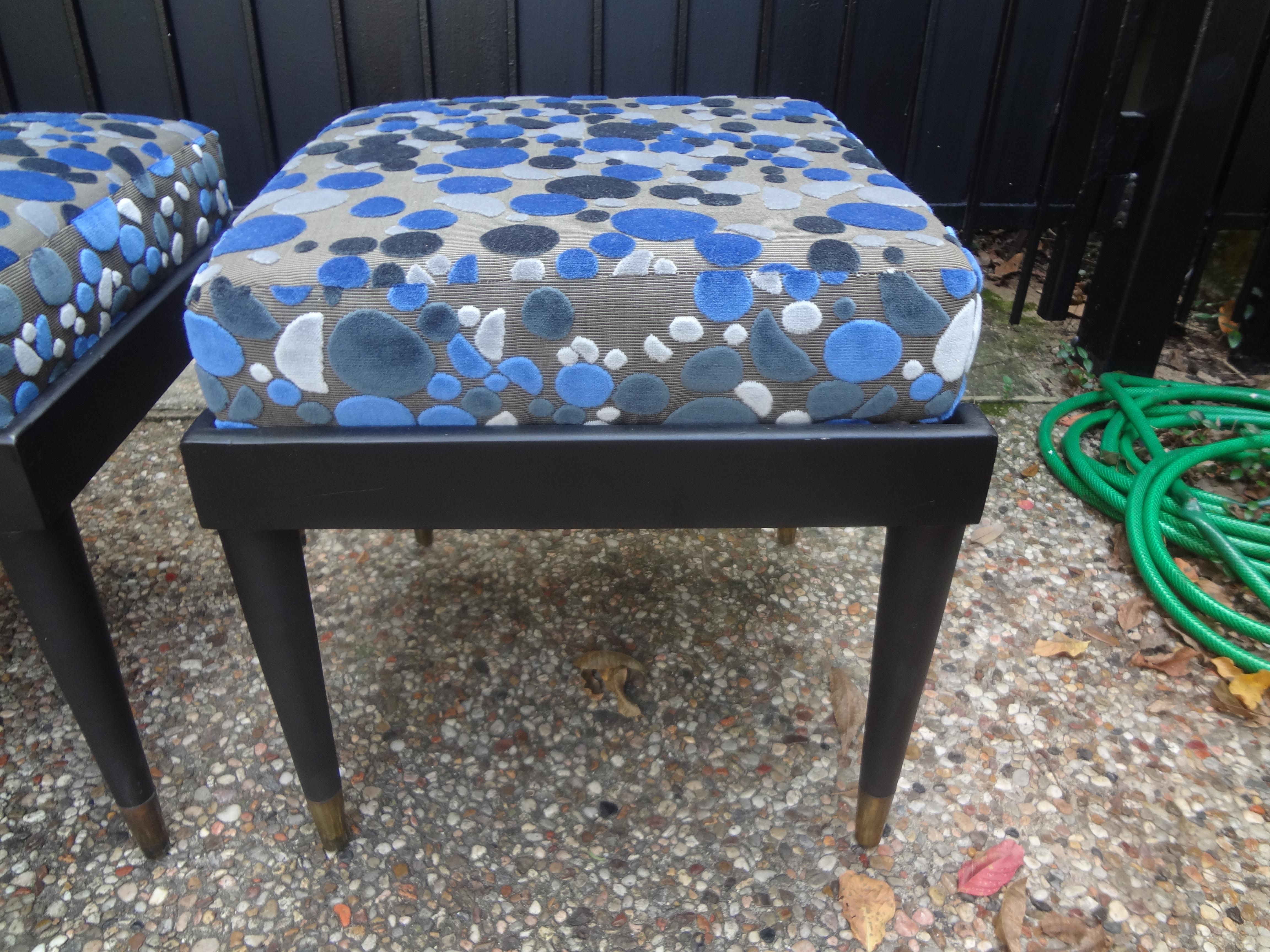 Mid-20th Century French Ebonized Ottoman in the Manner of Maison Jansen For Sale
