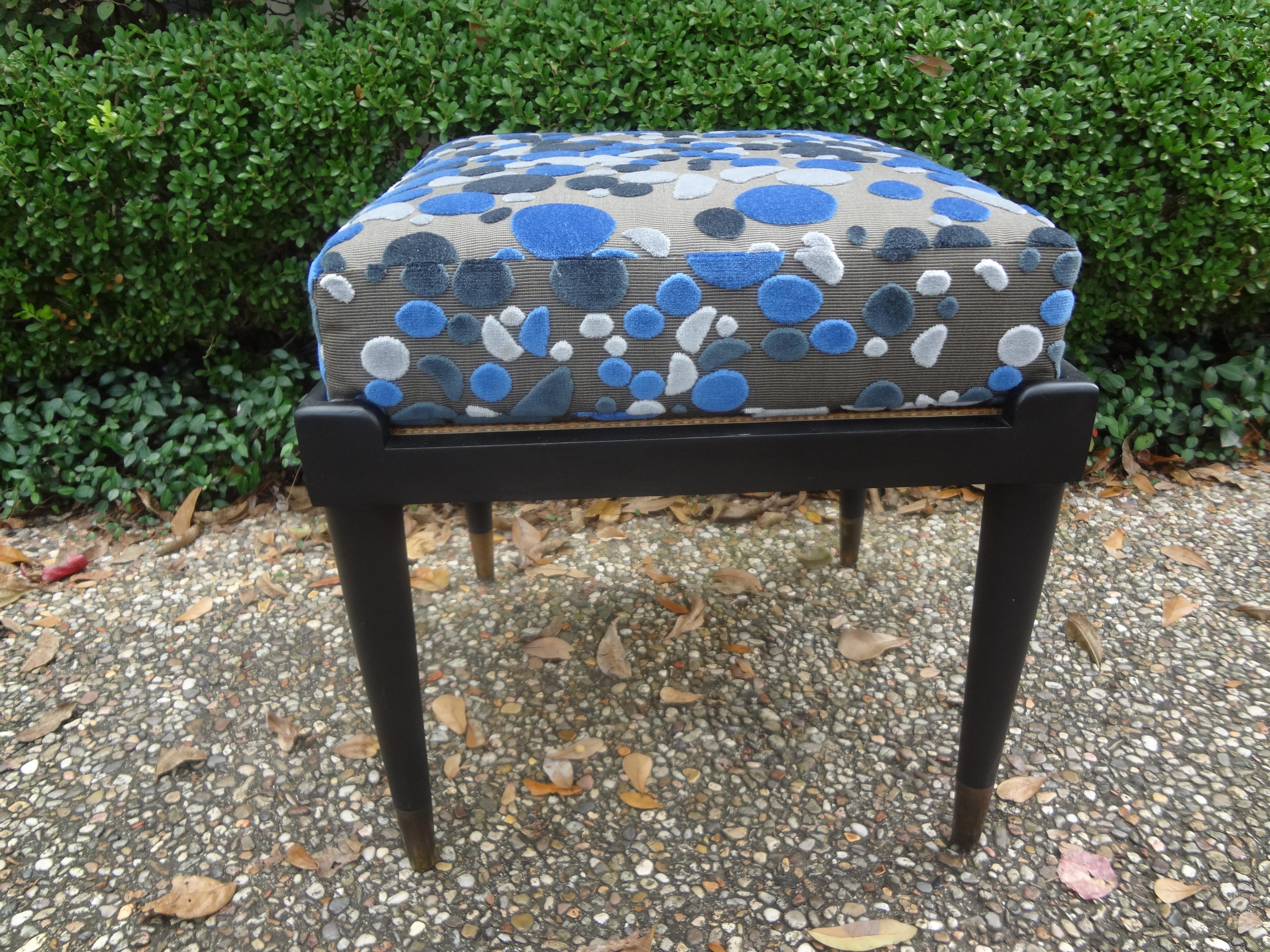 French Ebonized Ottoman in the Manner of Maison Jansen For Sale 3