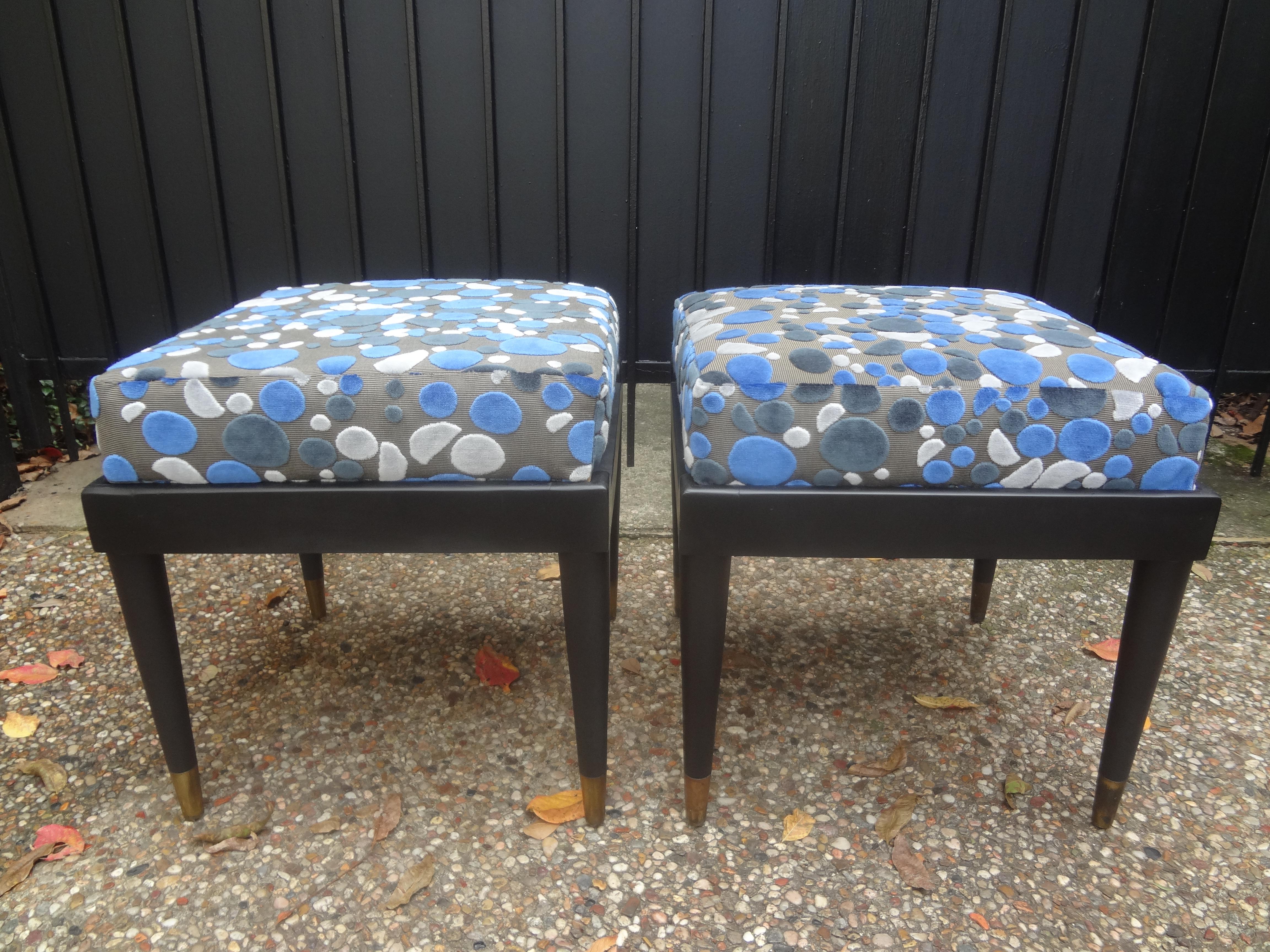 Mid-Century Modern Pair of French Ottomans After Jansen  For Sale