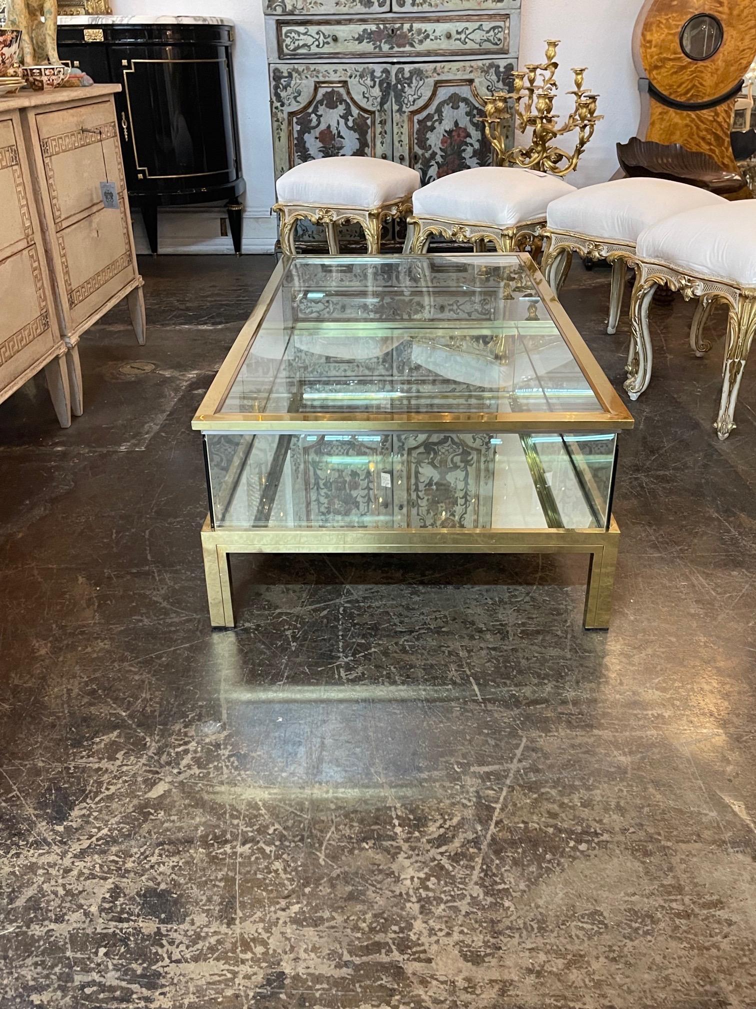 French Maison Jansen Style Gilt Bronze and Glass Case Coffee Table In Good Condition For Sale In Dallas, TX