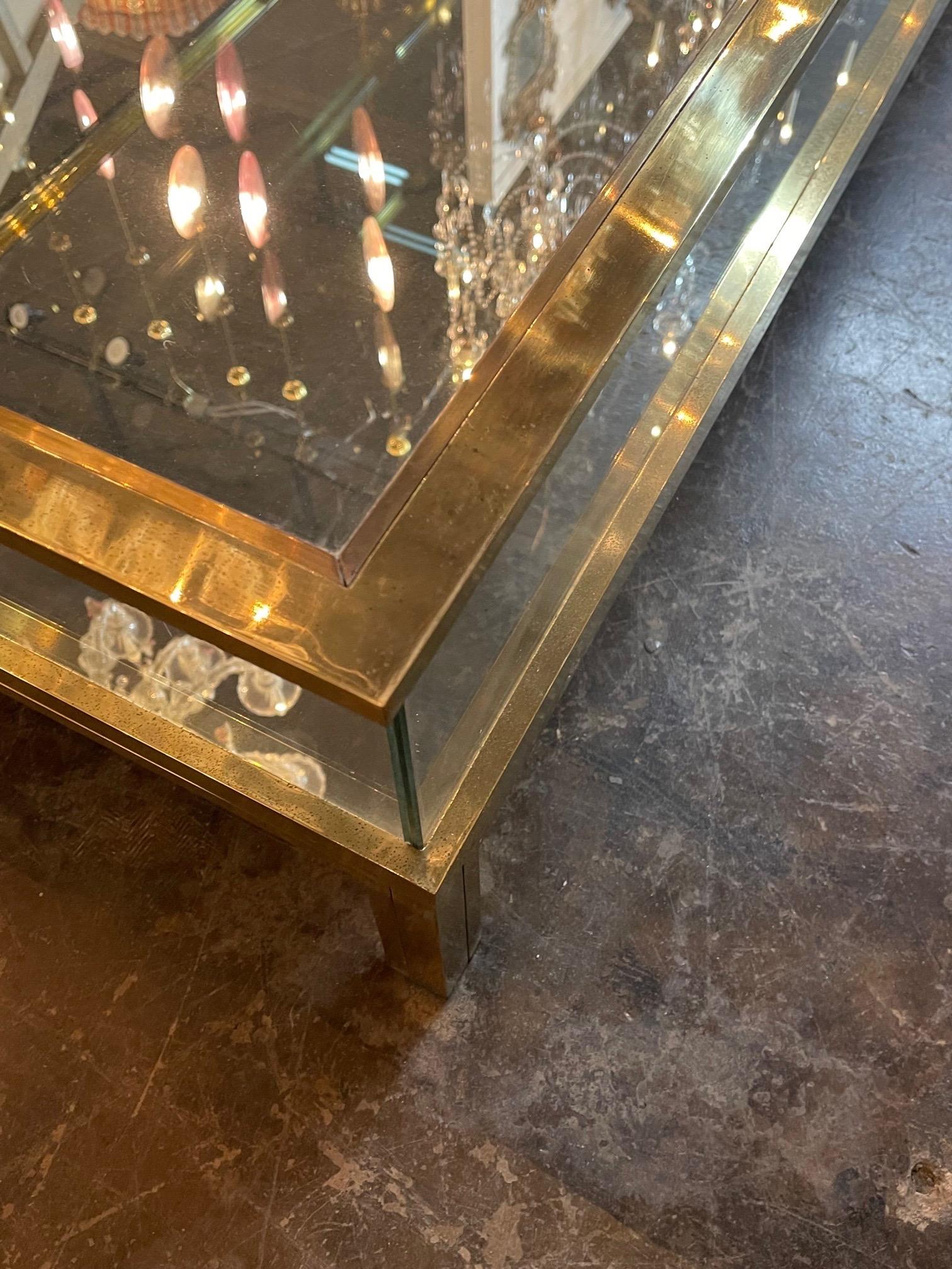 French Maison Jansen Style Gilt Bronze and Glass Case Coffee Table For Sale 2