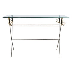 French Maison Jansen Style Steel And Brass Sword Console Table