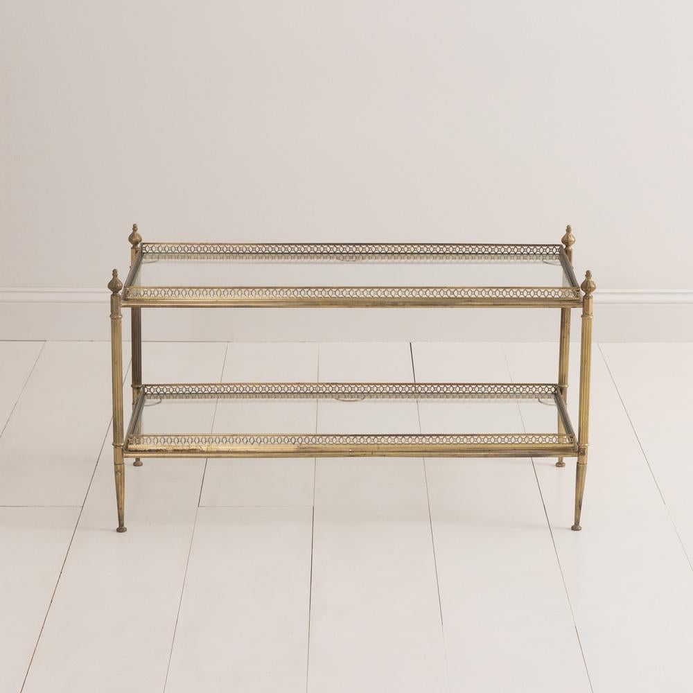 French Maison Jansen Style Two-Tier Brass and Glass Coffee Table 5