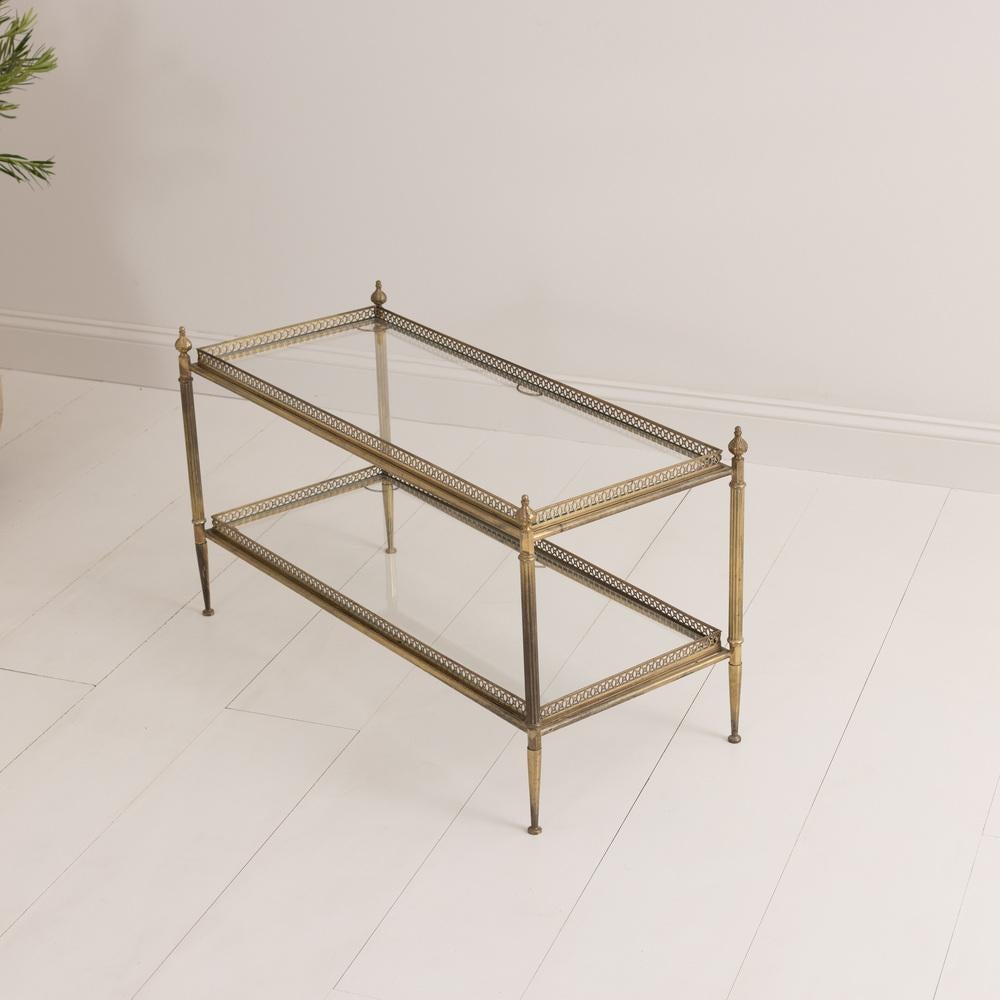 French Maison Jansen Style Two-Tier Brass and Glass Coffee Table 9