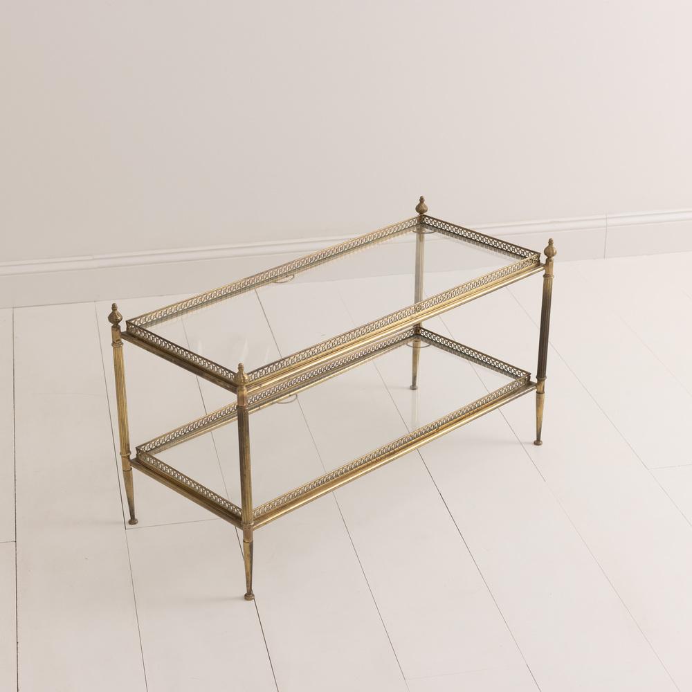 French Maison Jansen Style Two-Tier Brass and Glass Coffee Table 2