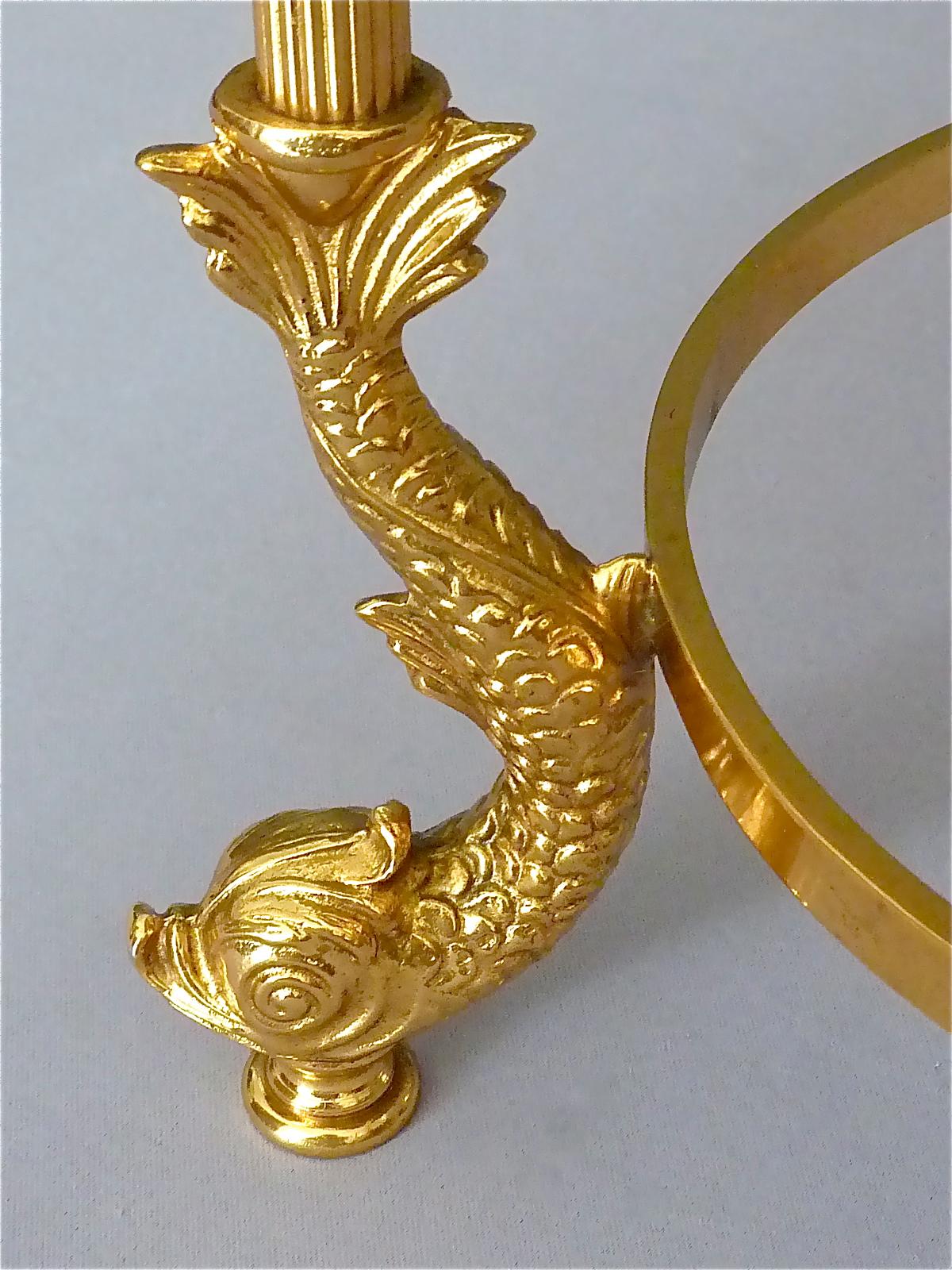 Französischer Delphin-Hocker aus vergoldeter Bronze und Messing, Maison Lancel, 1950er Jahre, Charles Jansen  im Angebot 6