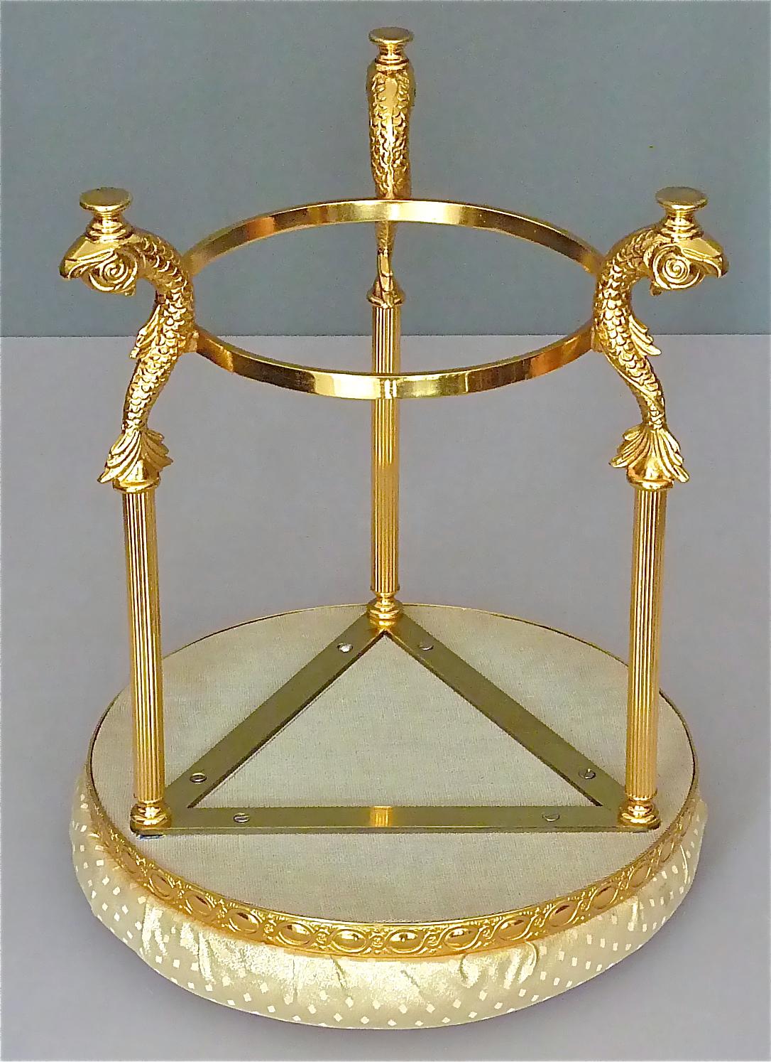 French Maison Lancel Gilt Bronze Brass Dolphin Stool Chair 1950s Charles Jansen  For Sale 1