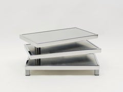 Table basse pivotante à trois niveaux en acier chromé de la Maison Mercier, 1970