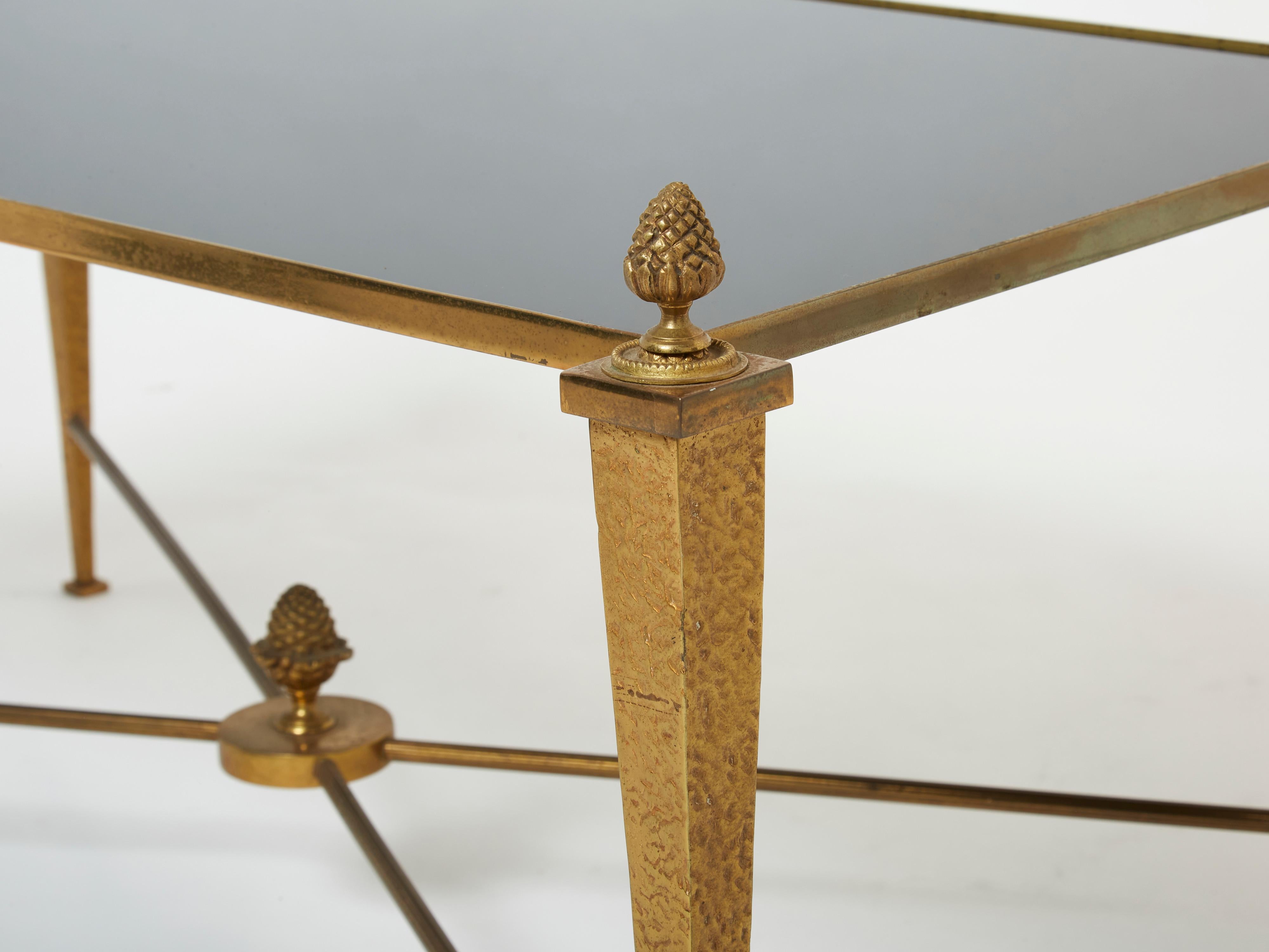 Table basse en fer forgé doré et opaline de la Maison Ramsay, années 1960 en vente 6